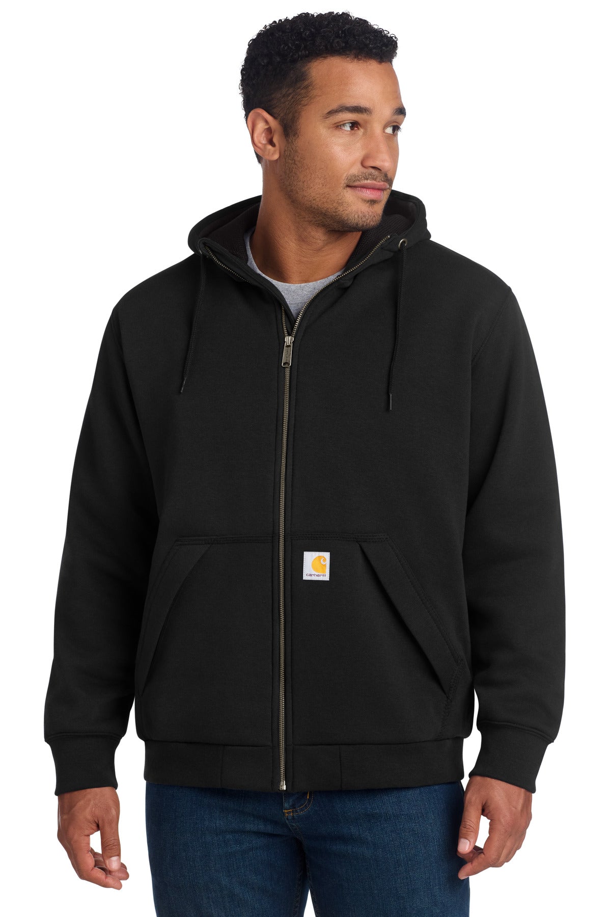 Custom Black Thermal-Lined Full-Zip Sweatshirt CT104078, personalized by SanCanDo Swag in Argyle, TX