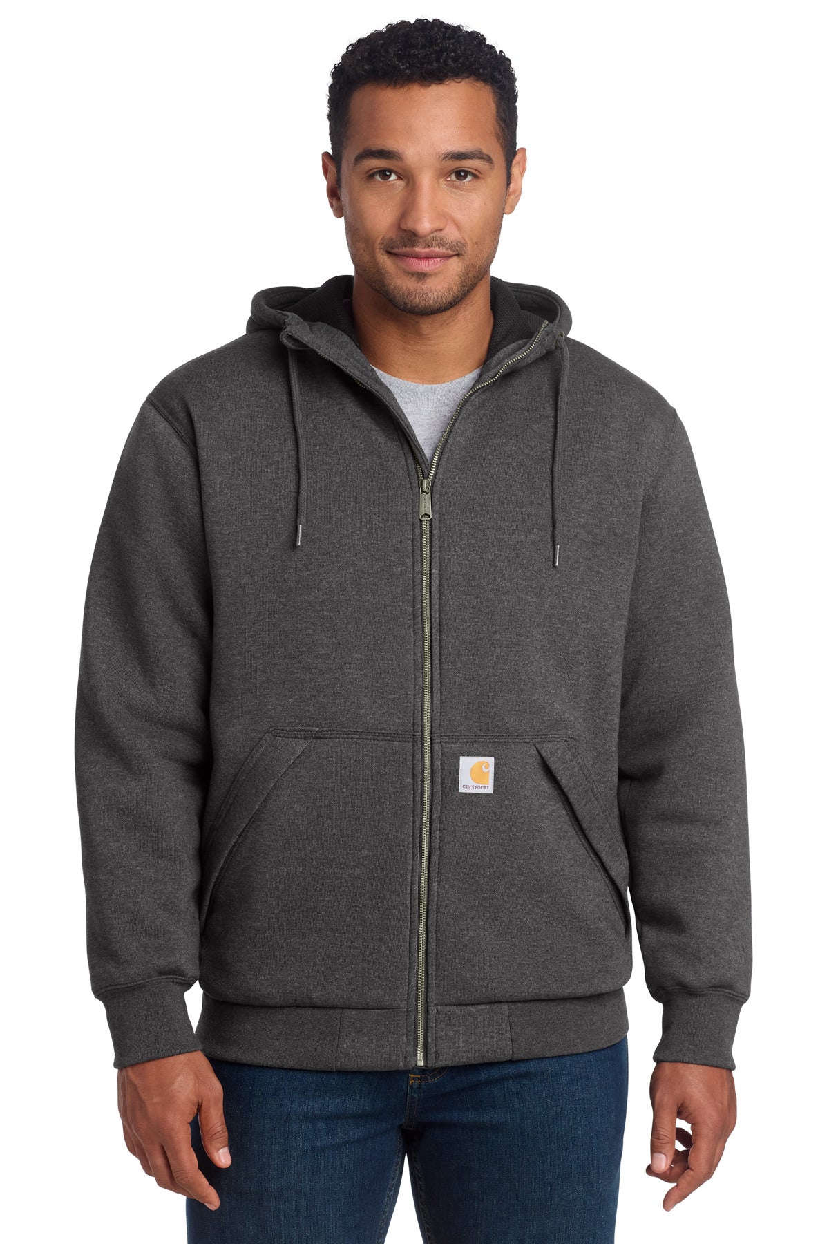 Custom Carbon Heather Thermal-Lined Full-Zip Sweatshirt CT104078, personalized by SanCanDo Swag in Argyle, TX