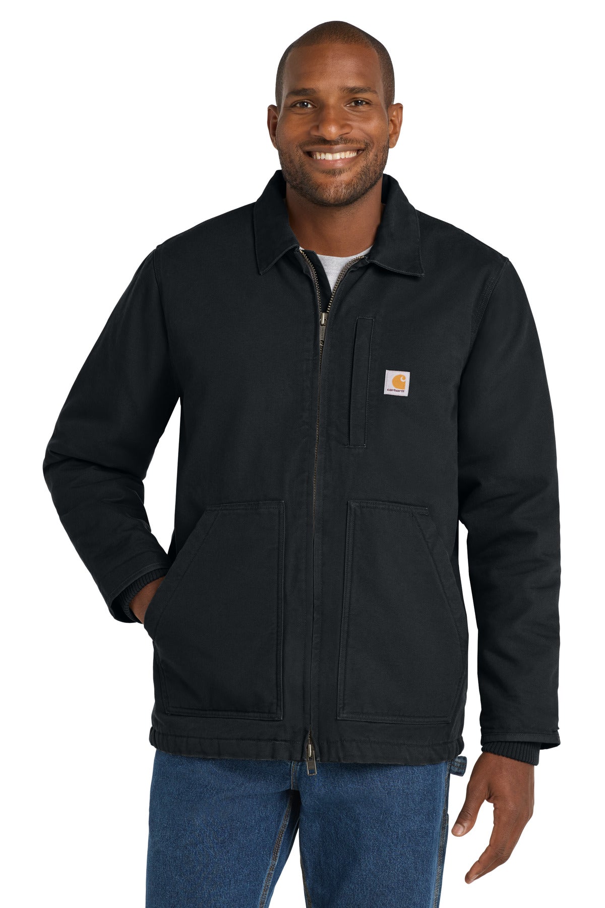 Custom Black Sherpa-Lined Coat CT104293, personalized by SanCanDo Swag in Argyle, TX