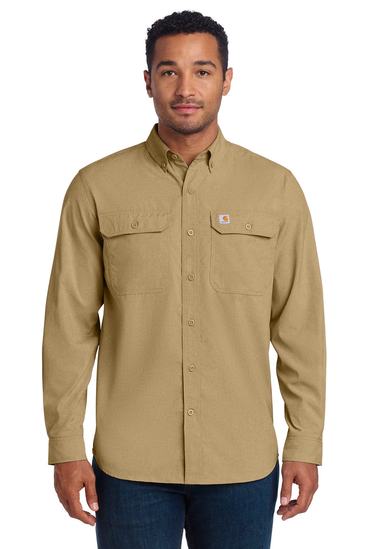 Custom Dark Khaki Force Solid Long Sleeve Shirt CT105291, personalized by SanCanDo Swag in Argyle, TX