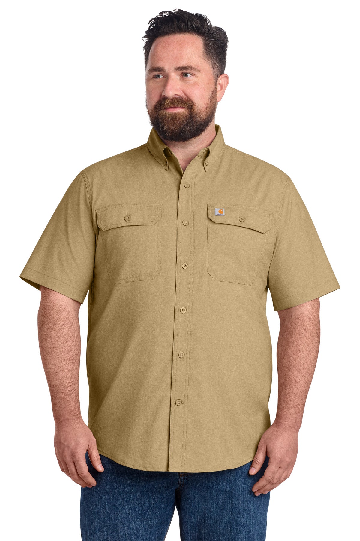 Custom Dark Khaki Force Solid Short Sleeve Shirt CT105292, personalized by SanCanDo Swag in Argyle, TX