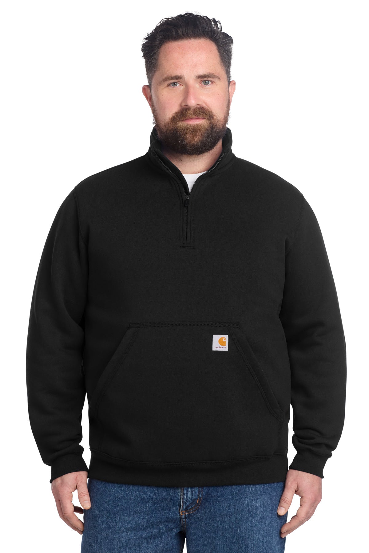 Custom Black Midweight 1/4-Zip Mock Neck Sweatshirt CT105294, personalized by SanCanDo Swag in Argyle, TX