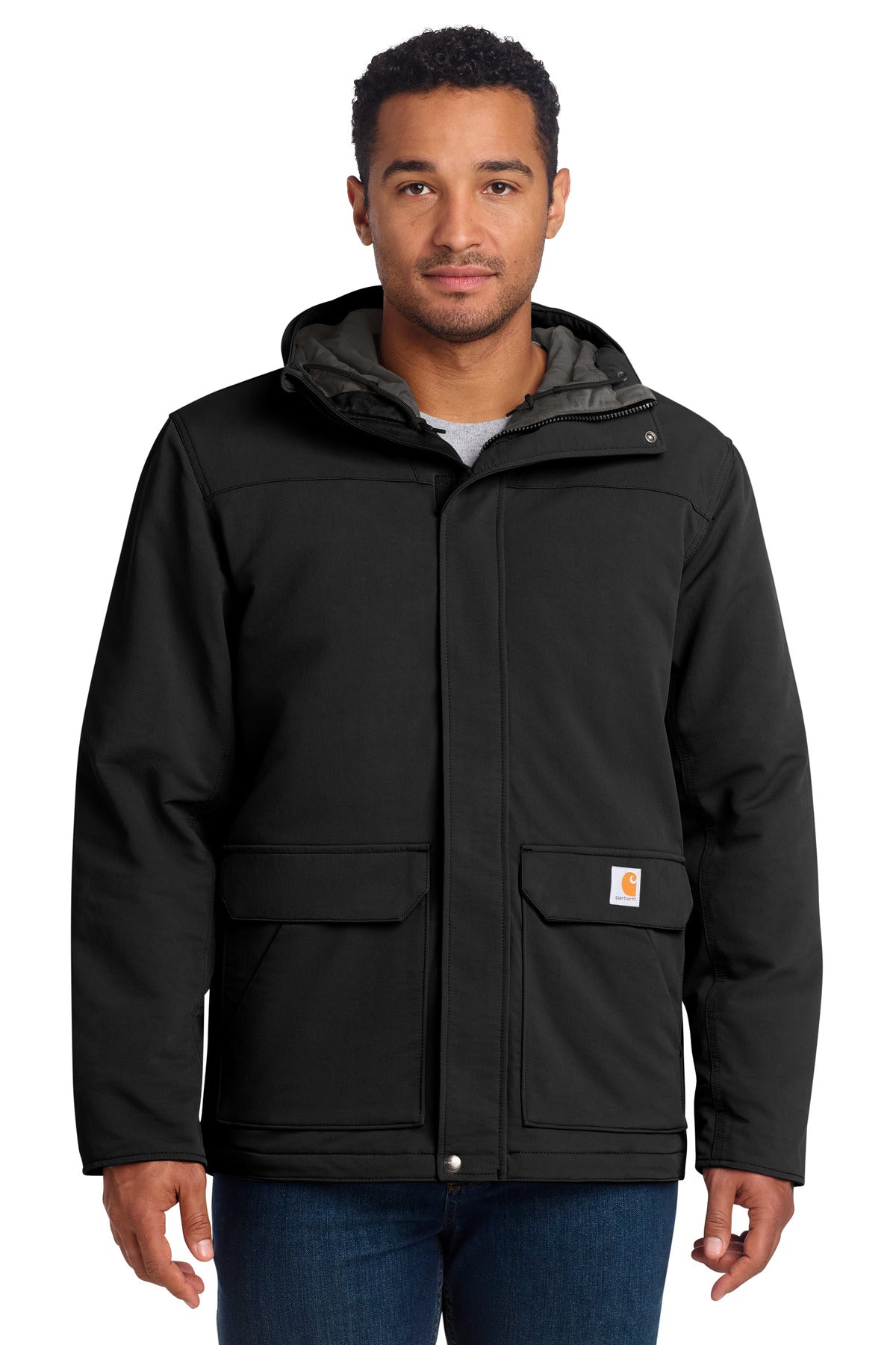 Custom Black Super Dux Insulated Hooded Coat CT105533, personalized by SanCanDo Swag in Argyle, TX