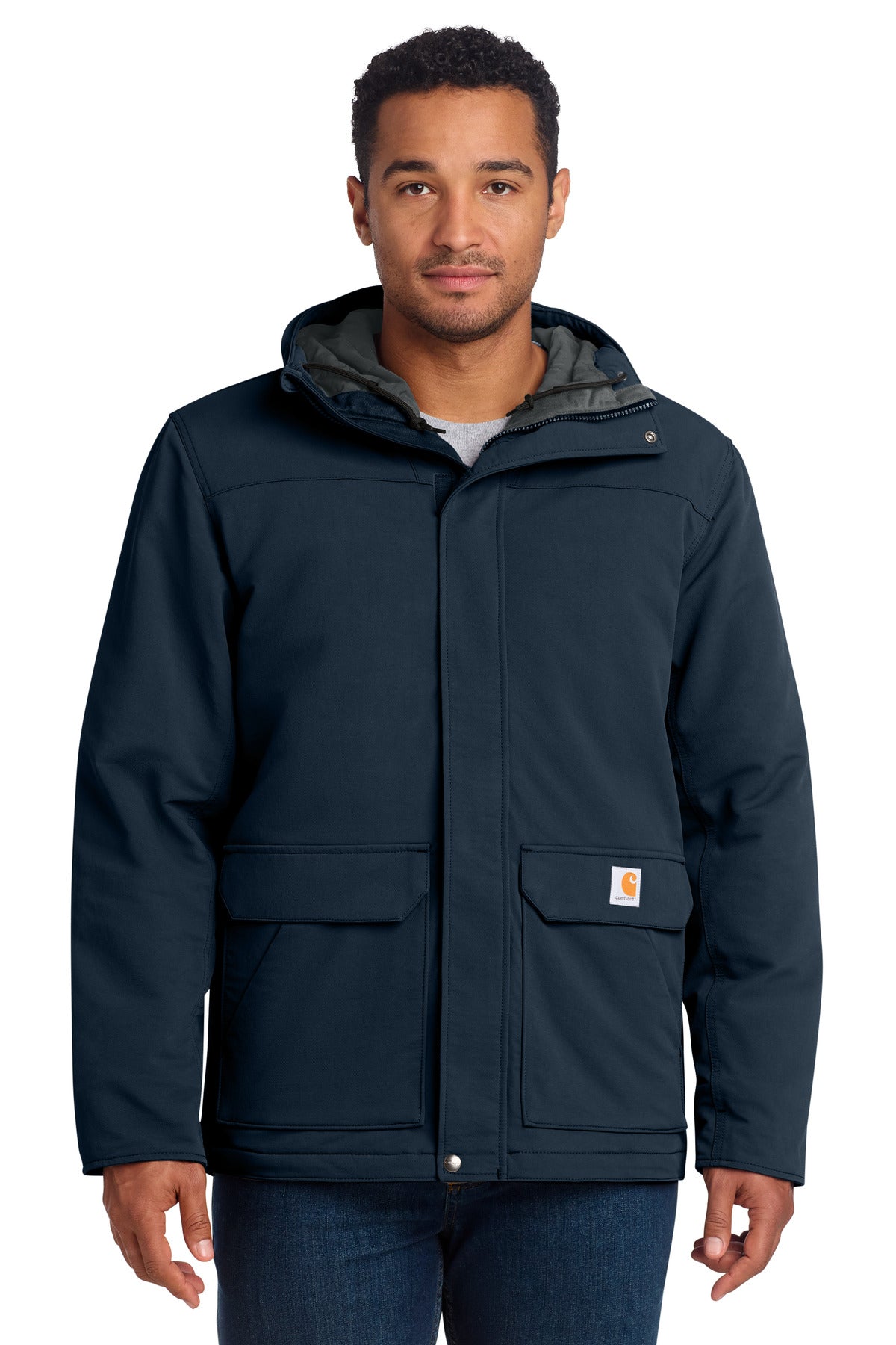 Custom Navy Super Dux Insulated Hooded Coat CT105533, personalized by SanCanDo Swag in Argyle, TX