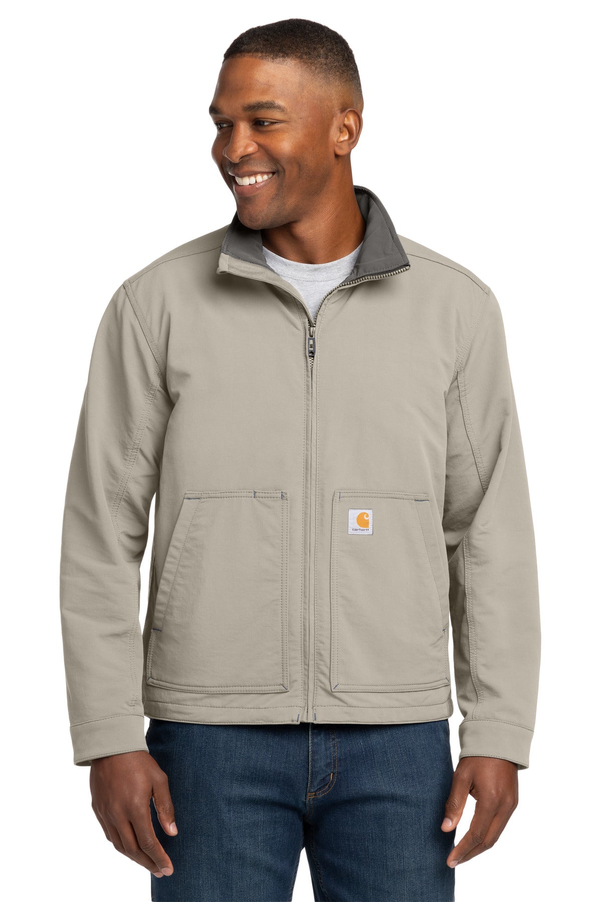 Custom Greige Super Dux Soft Shell Jacket CT105534, personalized by SanCanDo Swag in Argyle, TX