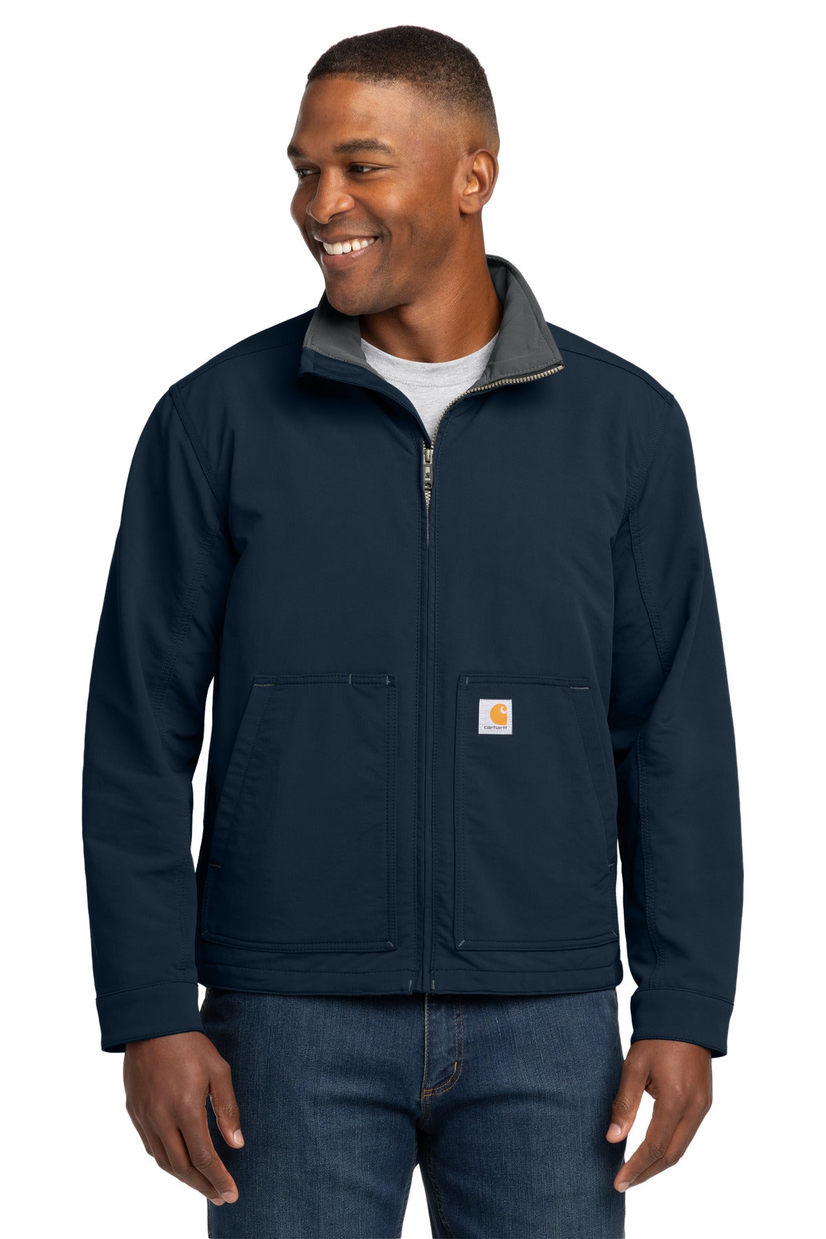 Custom Navy Super Dux Soft Shell Jacket CT105534, personalized by SanCanDo Swag in Argyle, TX