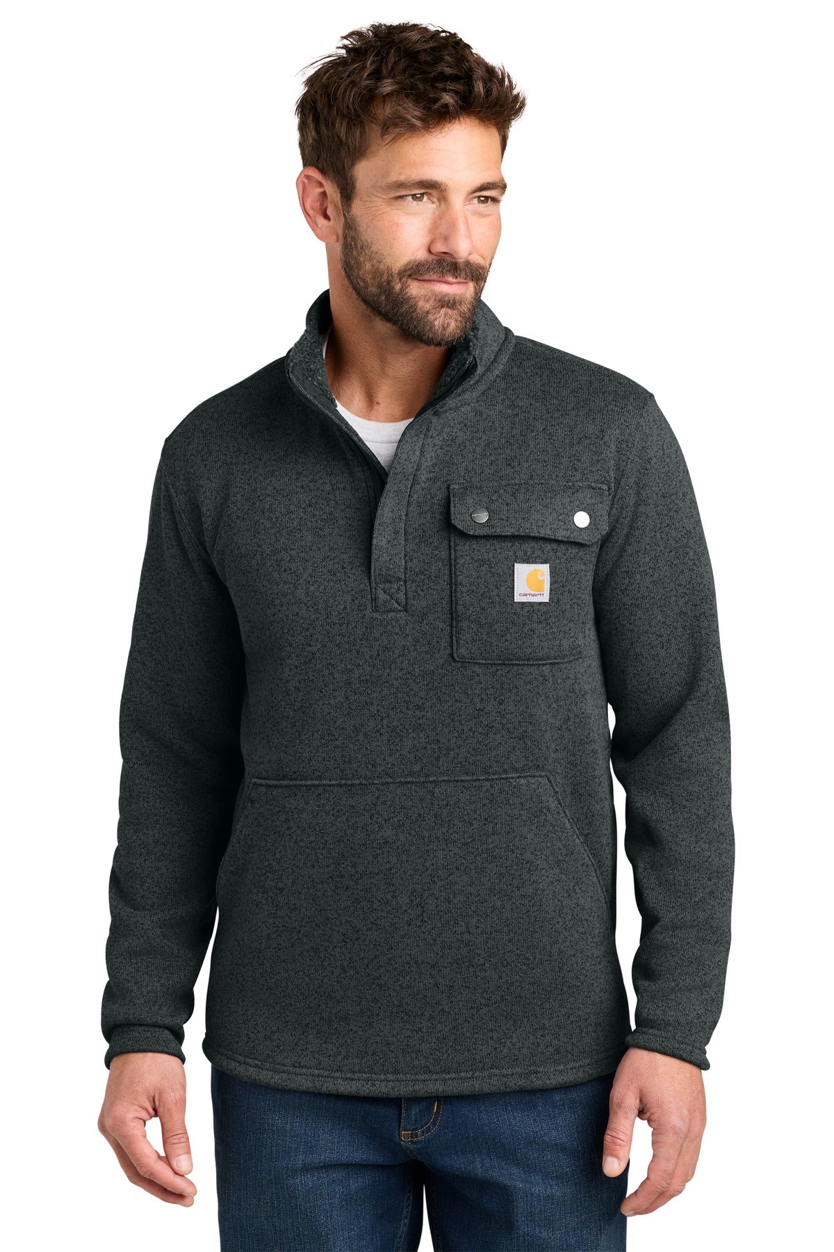 Custom Black Midweight 1/4-Zip Sweater Fleece CT106378, personalized by SanCanDo Swag in Argyle, TX