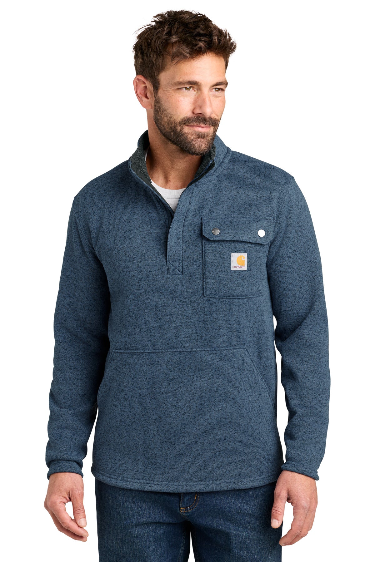 Custom Faded Navy Midweight 1/4-Zip Sweater Fleece CT106378, personalized by SanCanDo Swag in Argyle, TX