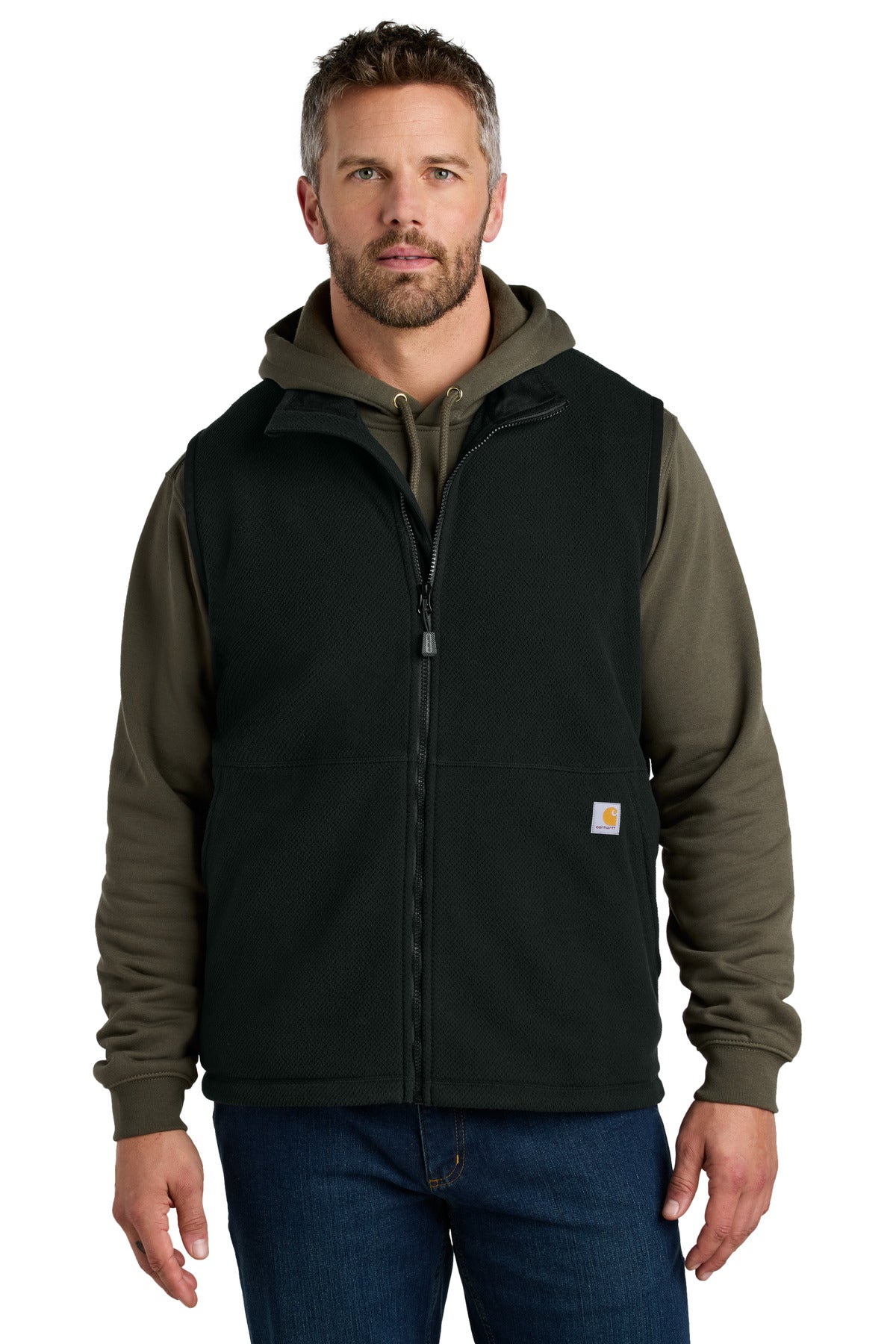 Custom Black Textured Fleece Vest CT106418, personalized by SanCanDo Swag in Argyle, TX