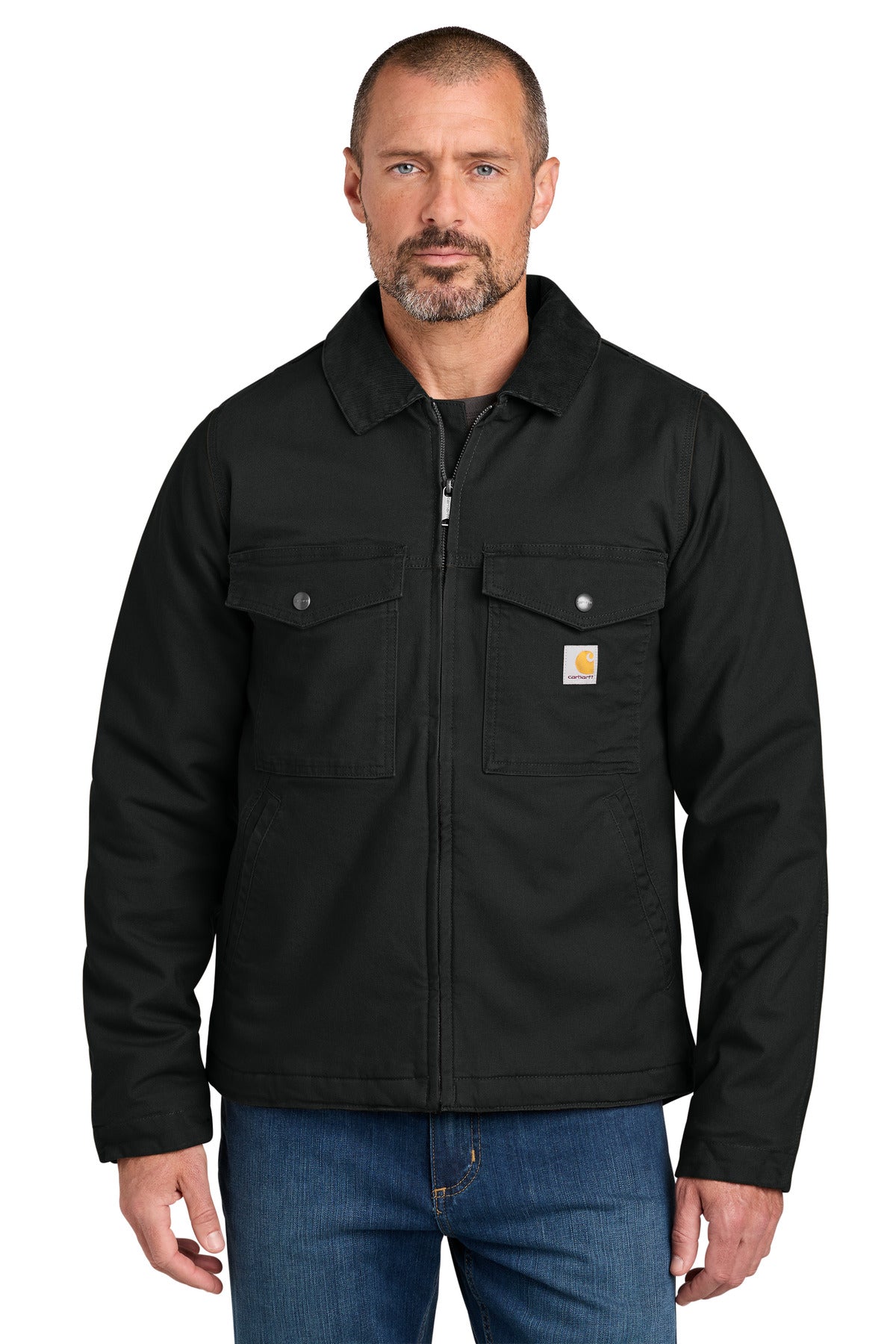 Custom Black Montana Rugged Flex Duck Jacket CT106432, personalized by SanCanDo Swag in Argyle, TX
