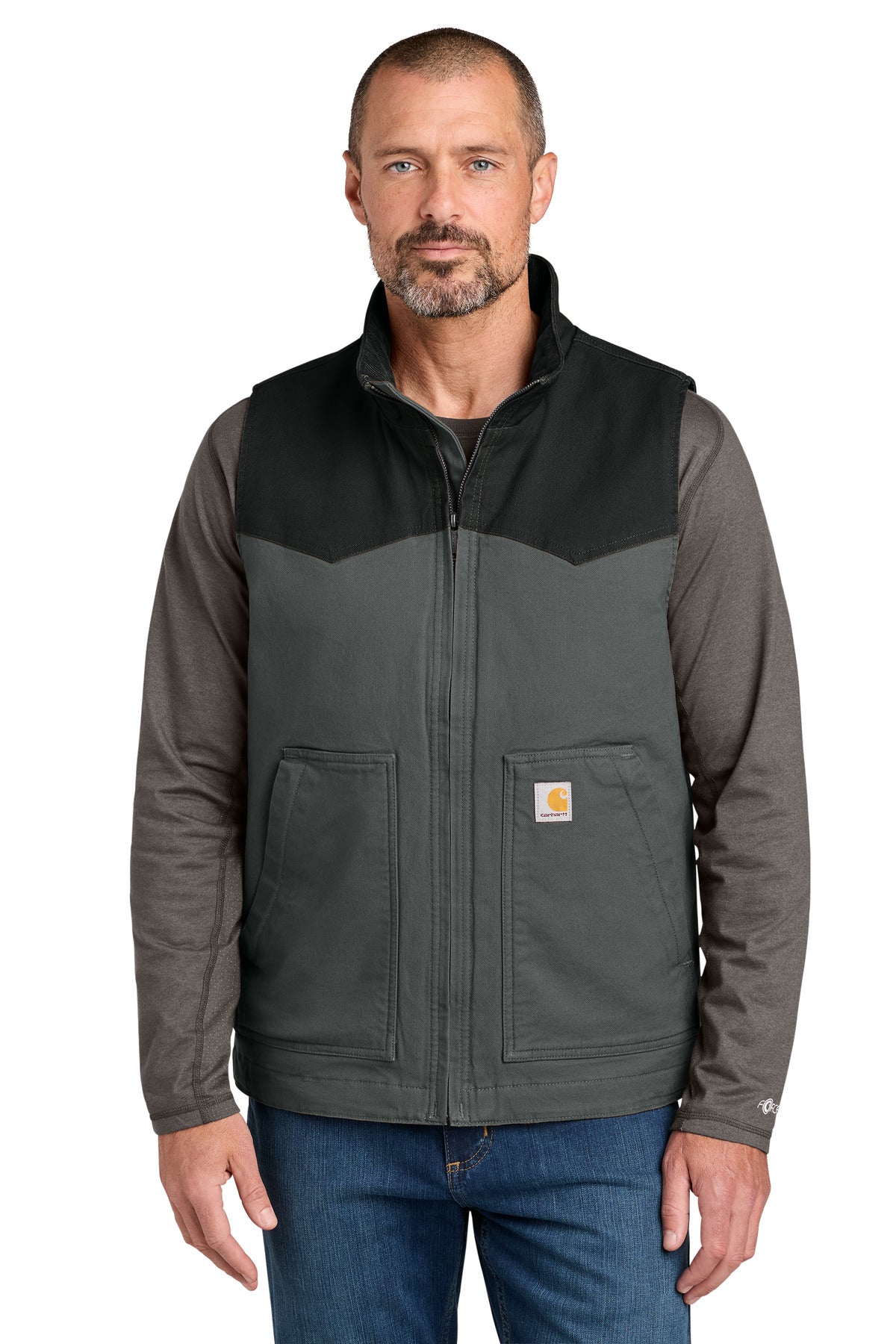 Custom Black/ Shadow Grey Montana Rugged Flex Duck Vest CT106433, personalized by SanCanDo Swag in Argyle, TX