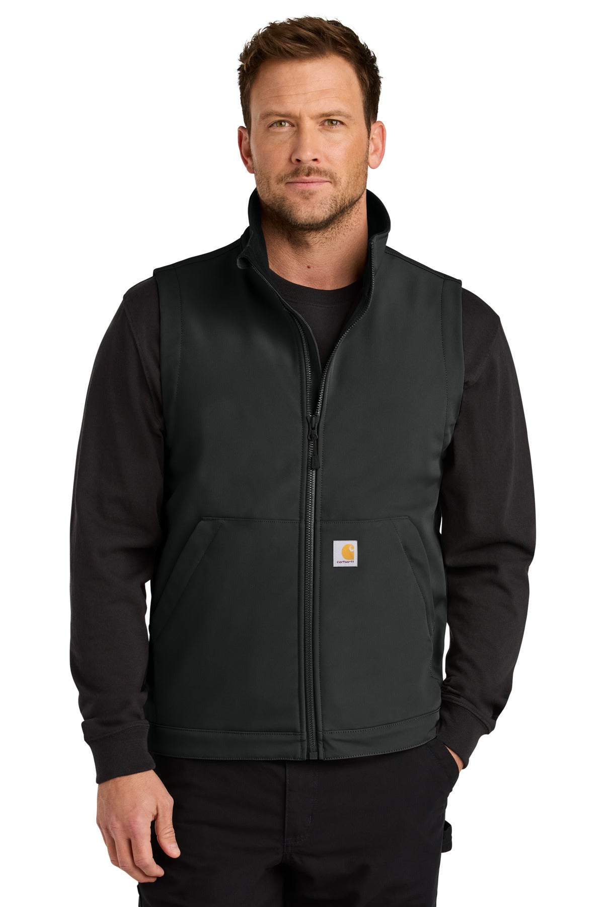 Custom Black Rain Defender Soft Shell Vest CT106439, personalized by SanCanDo Swag in Argyle, TX