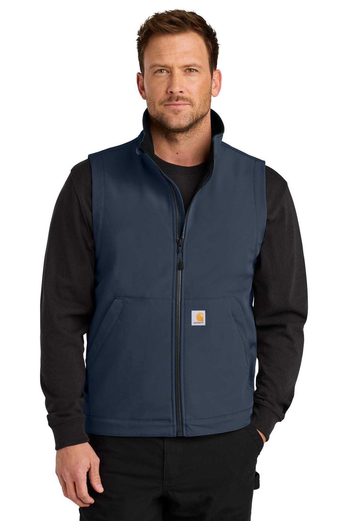 Custom Navy Rain Defender Soft Shell Vest CT106439, personalized by SanCanDo Swag in Argyle, TX