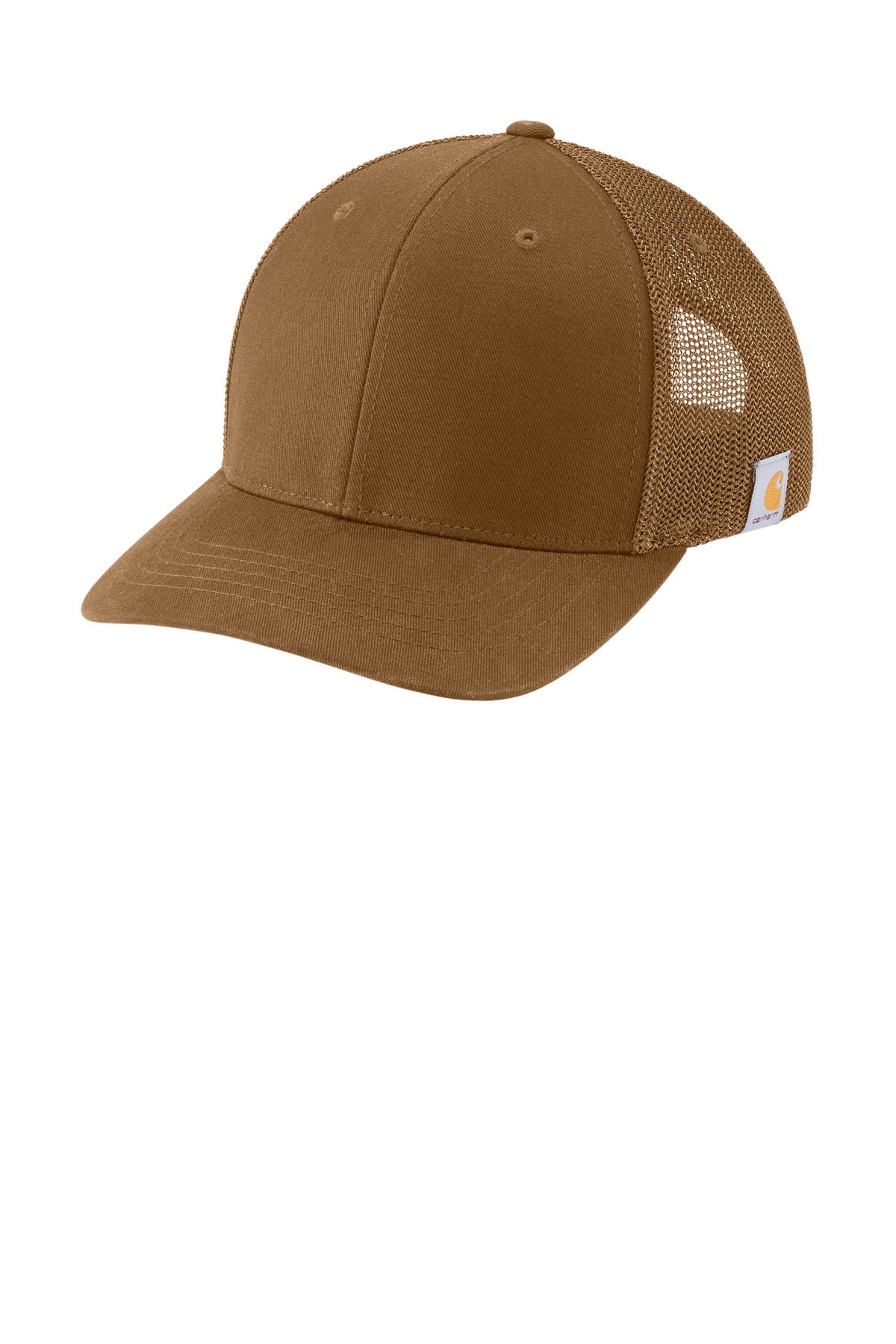 Custom Carhartt Brown Flexfit 110 Mesh Back Cap CT106577, personalized by SanCanDo Swag in Argyle, TX