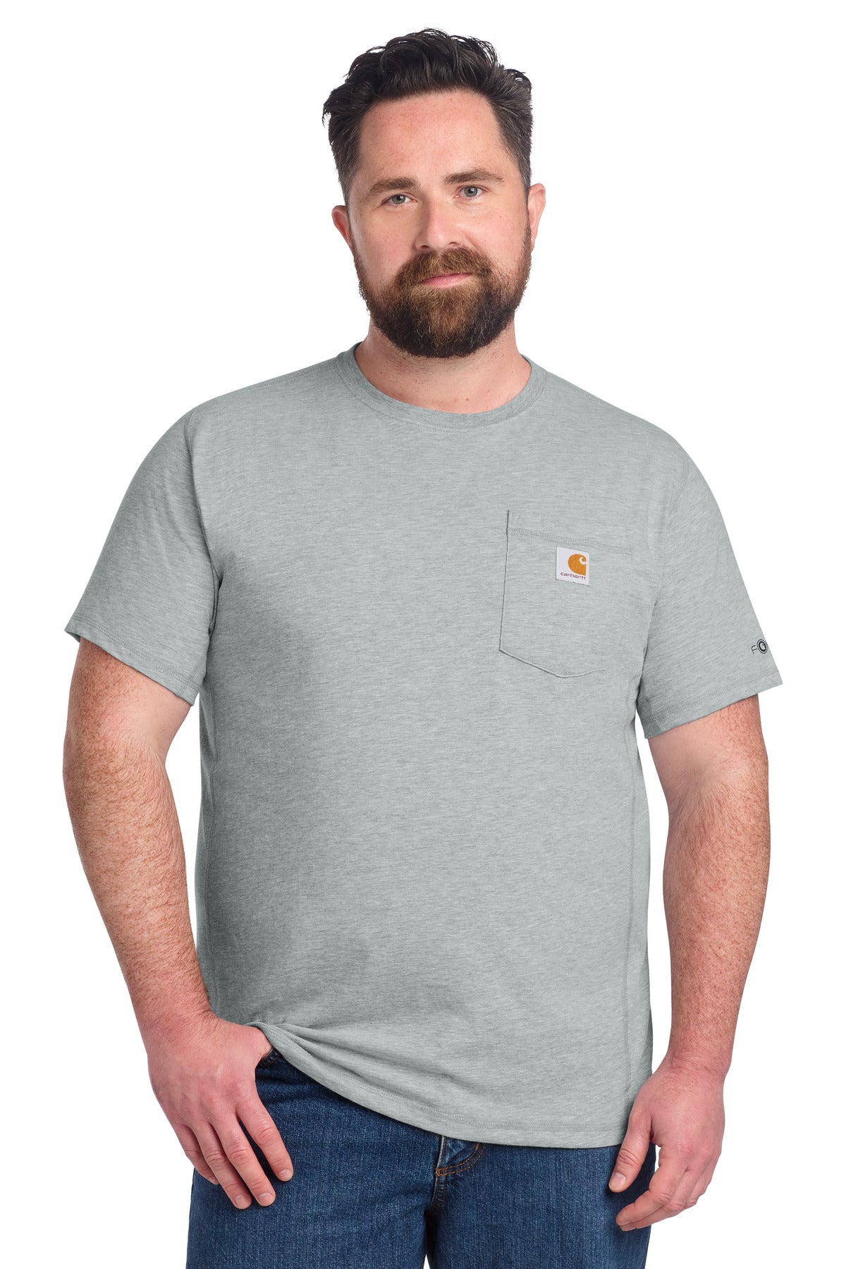 Custom Heather Grey Force Short Sleeve Pocket Tee CT106652, personalized by SanCanDo Swag in Argyle, TX