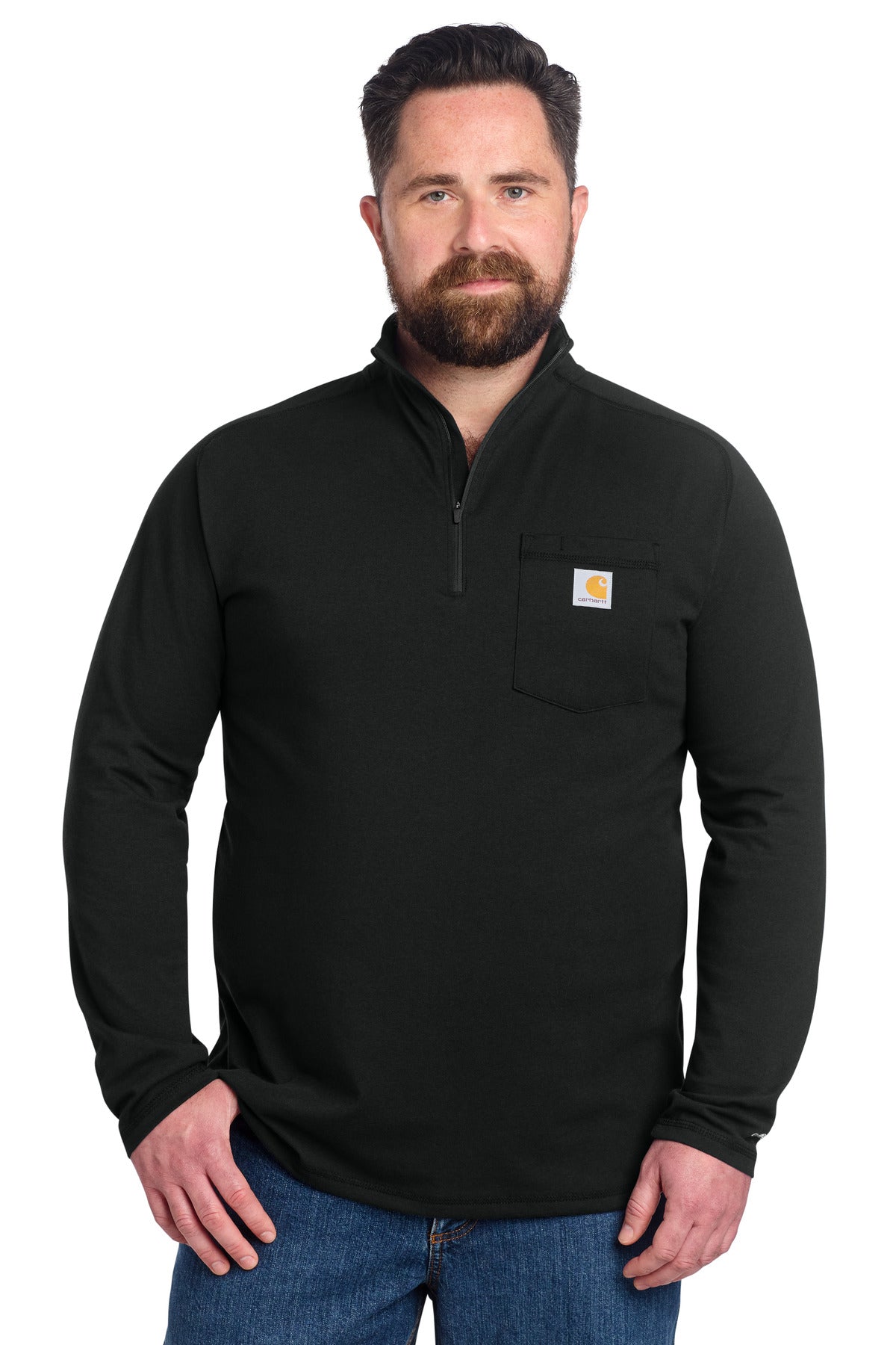 Custom Black Force 1/4-Zip Long Sleeve Tee CT106660, personalized by SanCanDo Swag in Argyle, TX