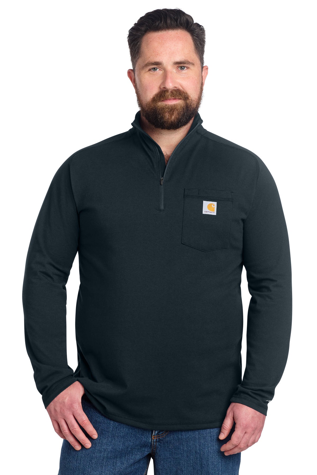 Custom Navy Force 1/4-Zip Long Sleeve Tee CT106660, personalized by SanCanDo Swag in Argyle, TX