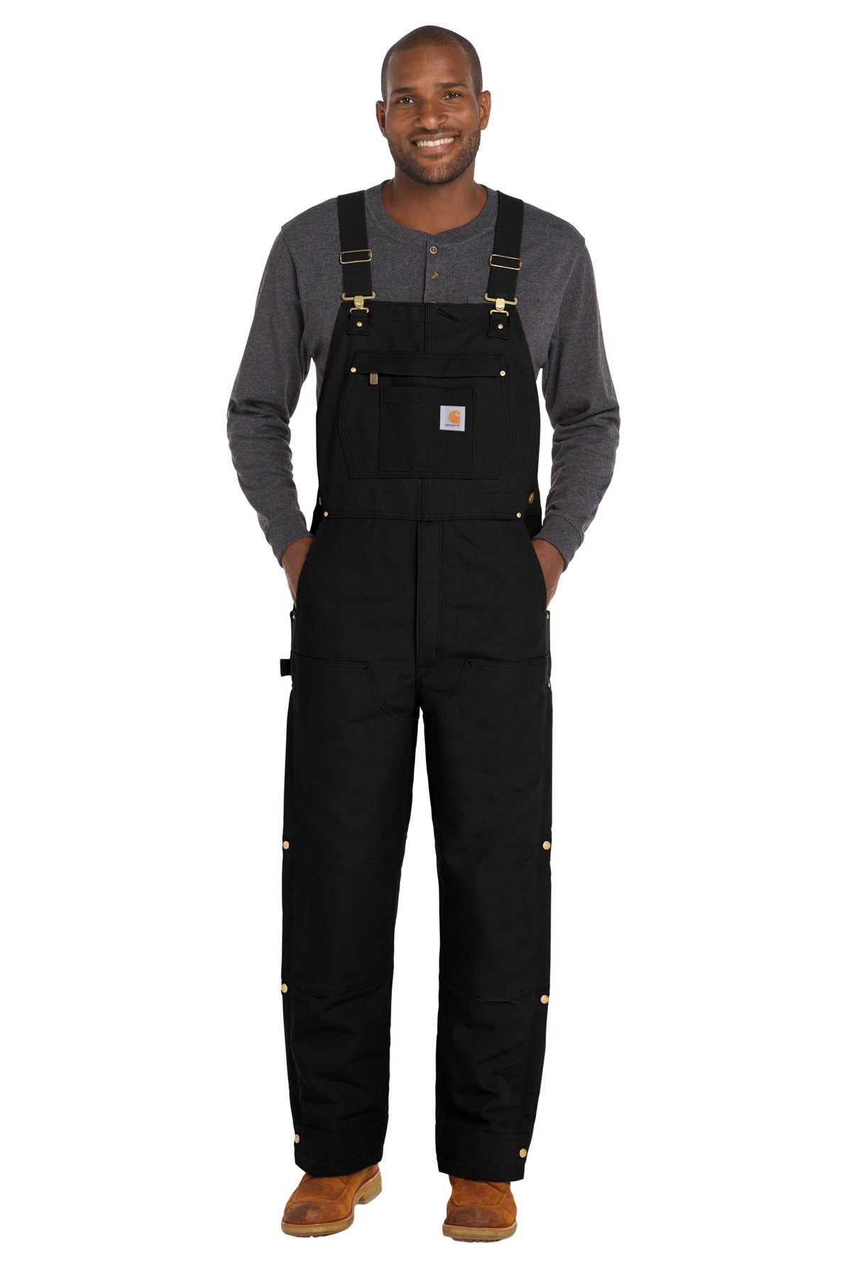 Custom Black Firm Duck Insulated Bib Overalls CT106672, personalized by SanCanDo Swag in Argyle, TX