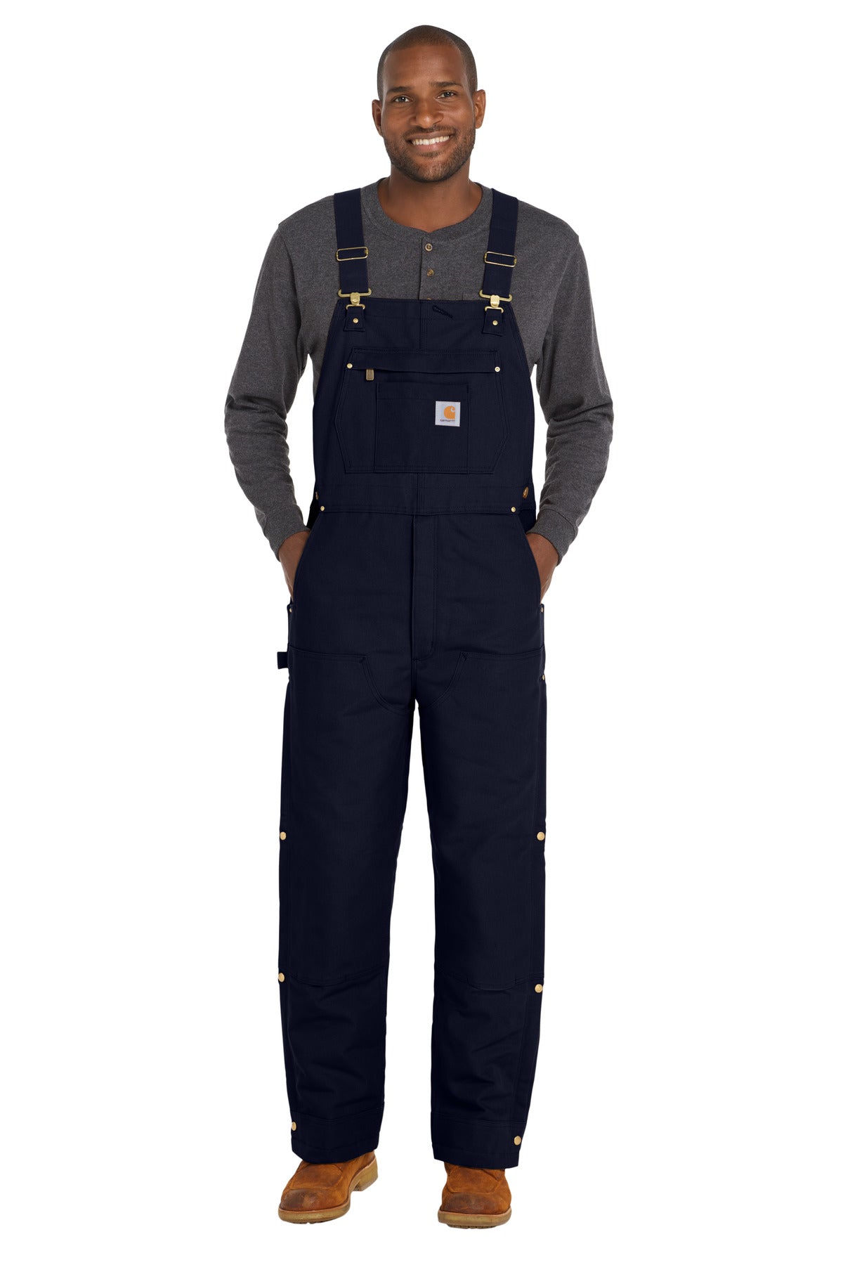 Custom Dark Navy Firm Duck Insulated Bib Overalls CT106672, personalized by SanCanDo Swag in Argyle, TX