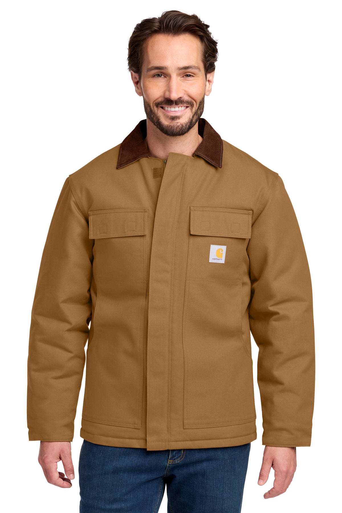 Custom Carhartt Brown Duck Traditional Coat CT106674, personalized by SanCanDo Swag in Argyle, TX