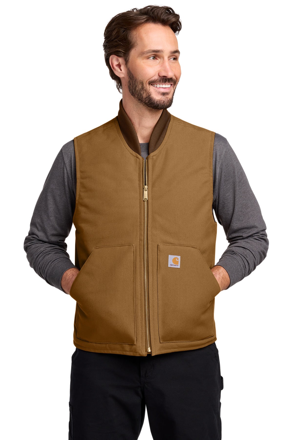 Custom Carhartt Brown Duck Vest CT106676, personalized by SanCanDo Swag in Argyle, TX