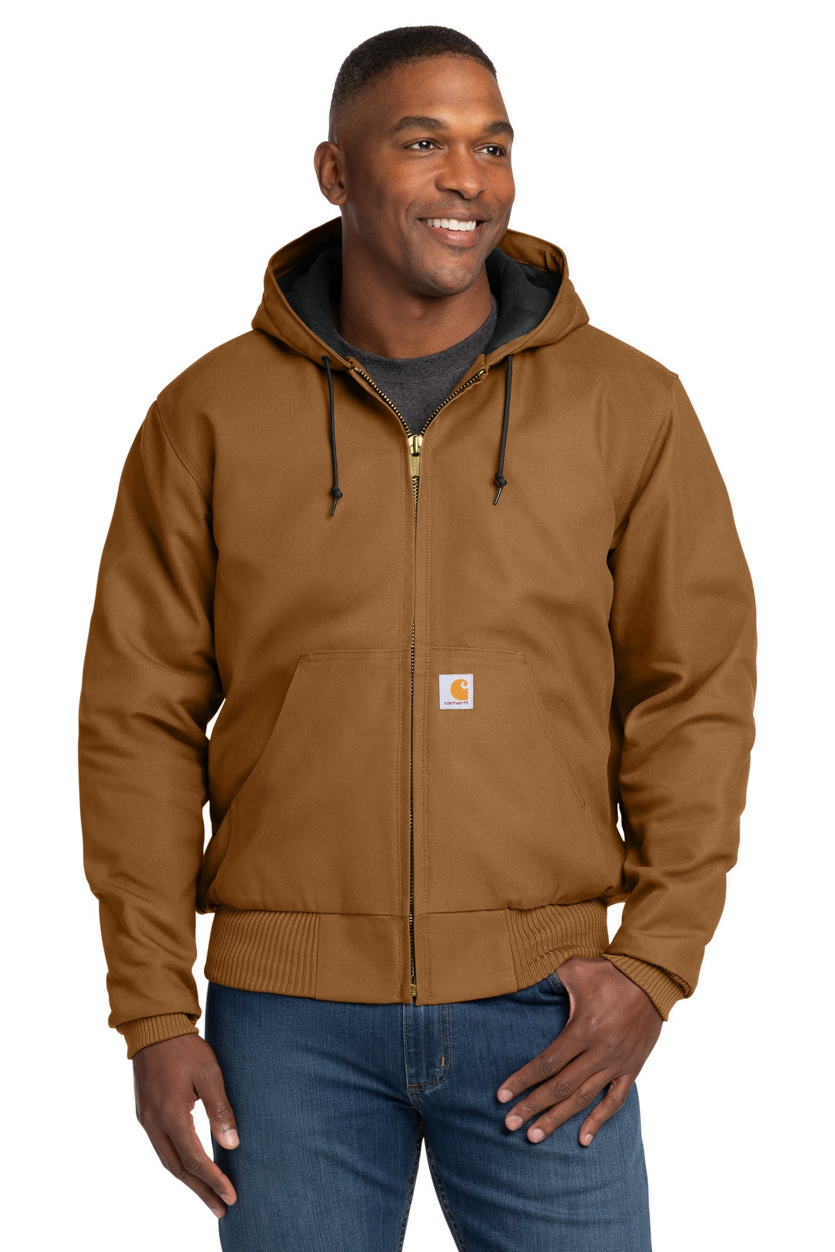 Custom Carhartt Brown Quilted-Flanne-Lined Duck Active Jac CT106677, personalized by SanCanDo Swag in Argyle, TX