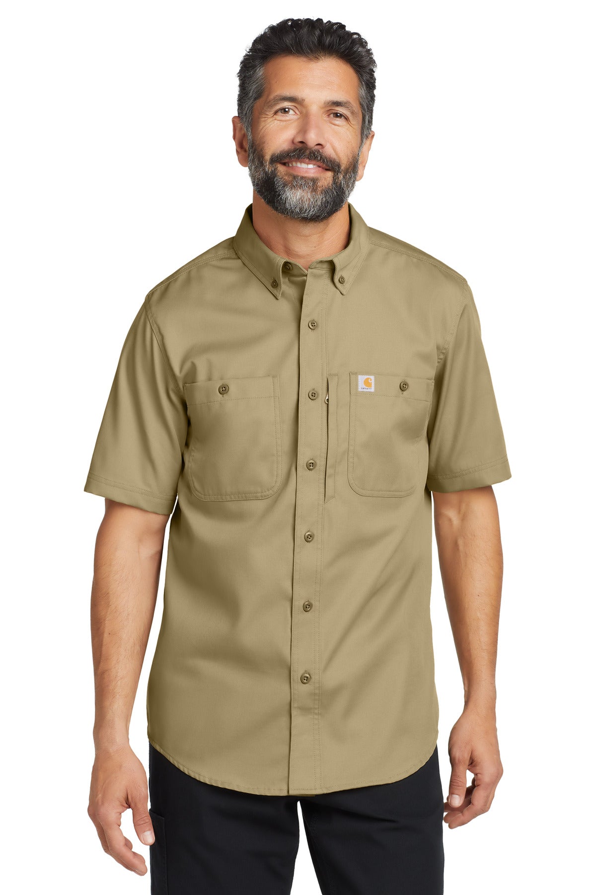 Custom Dark Khaki ProfessionalSeries Short Sleeve Shirt CT106688, personalized by SanCanDo Swag in Argyle, TX