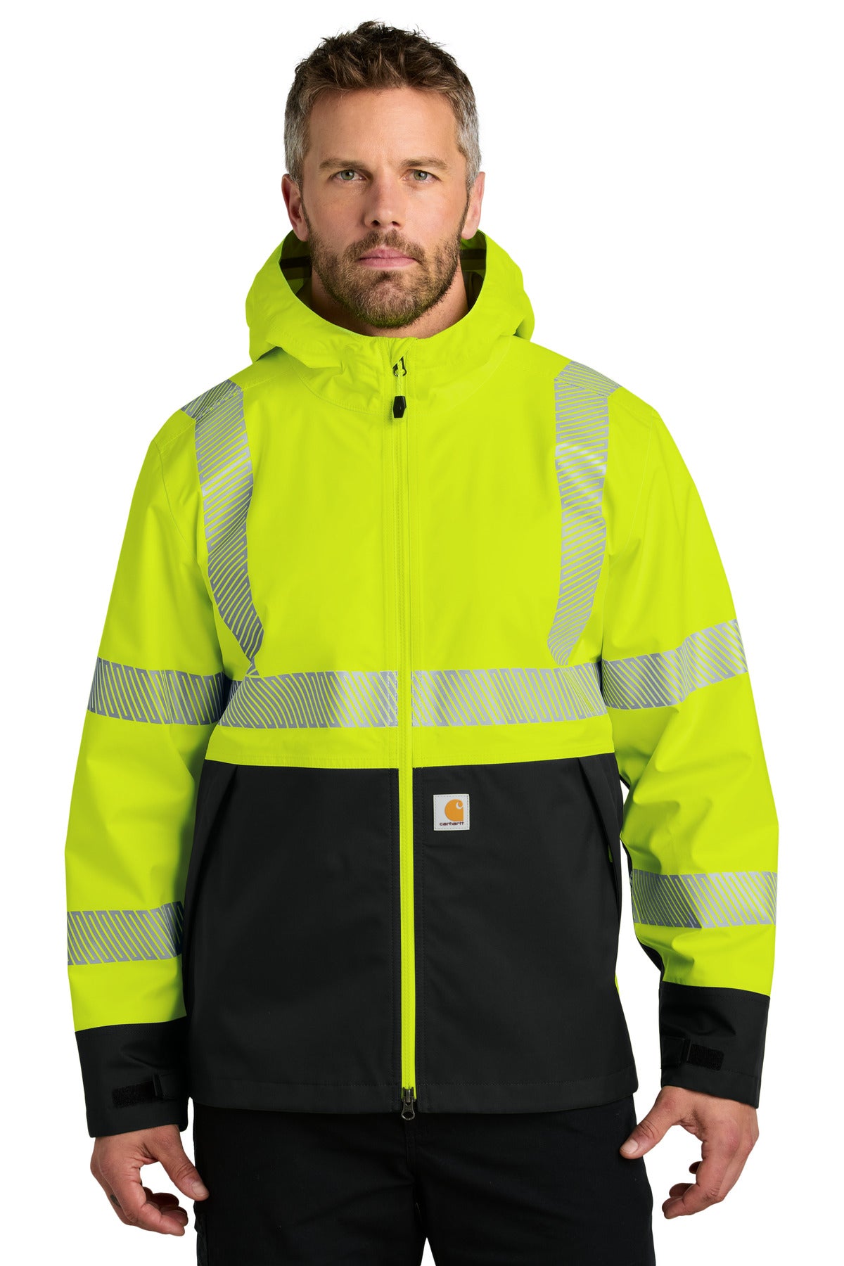 Custom Brite Lime ANSI 107 Class 3 Storm Defender Jacket CT106693, personalized by SanCanDo Swag in Argyle, TX