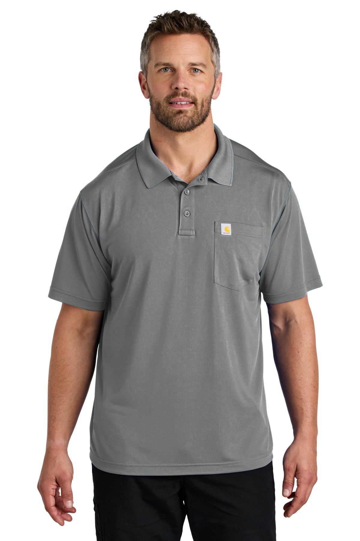 Custom Asphalt Grey Force Snag-Resistant Pocket Polo CT106880, personalized by SanCanDo Swag in Argyle, TX