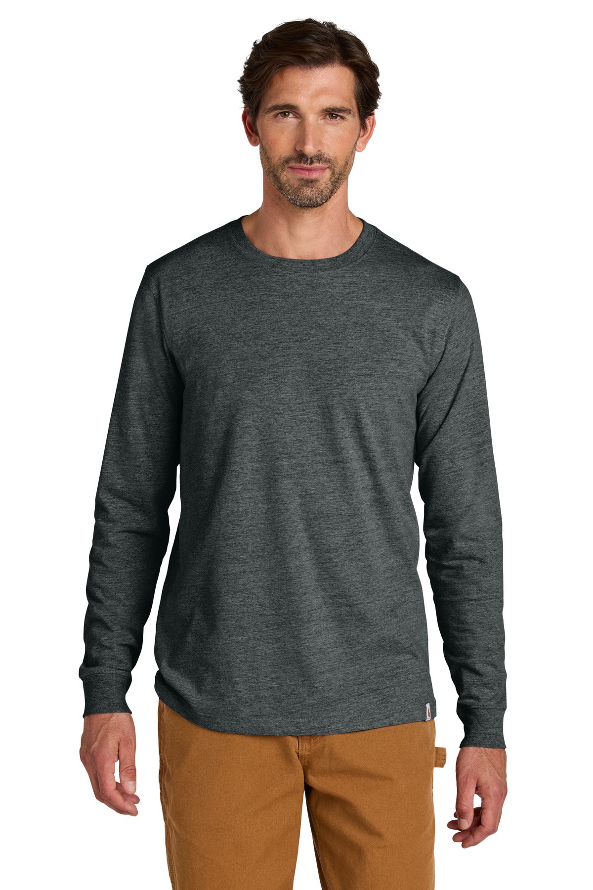 Custom Carbon Heather Long Sleeve Tee CT106921, personalized by SanCanDo Swag in Argyle, TX
