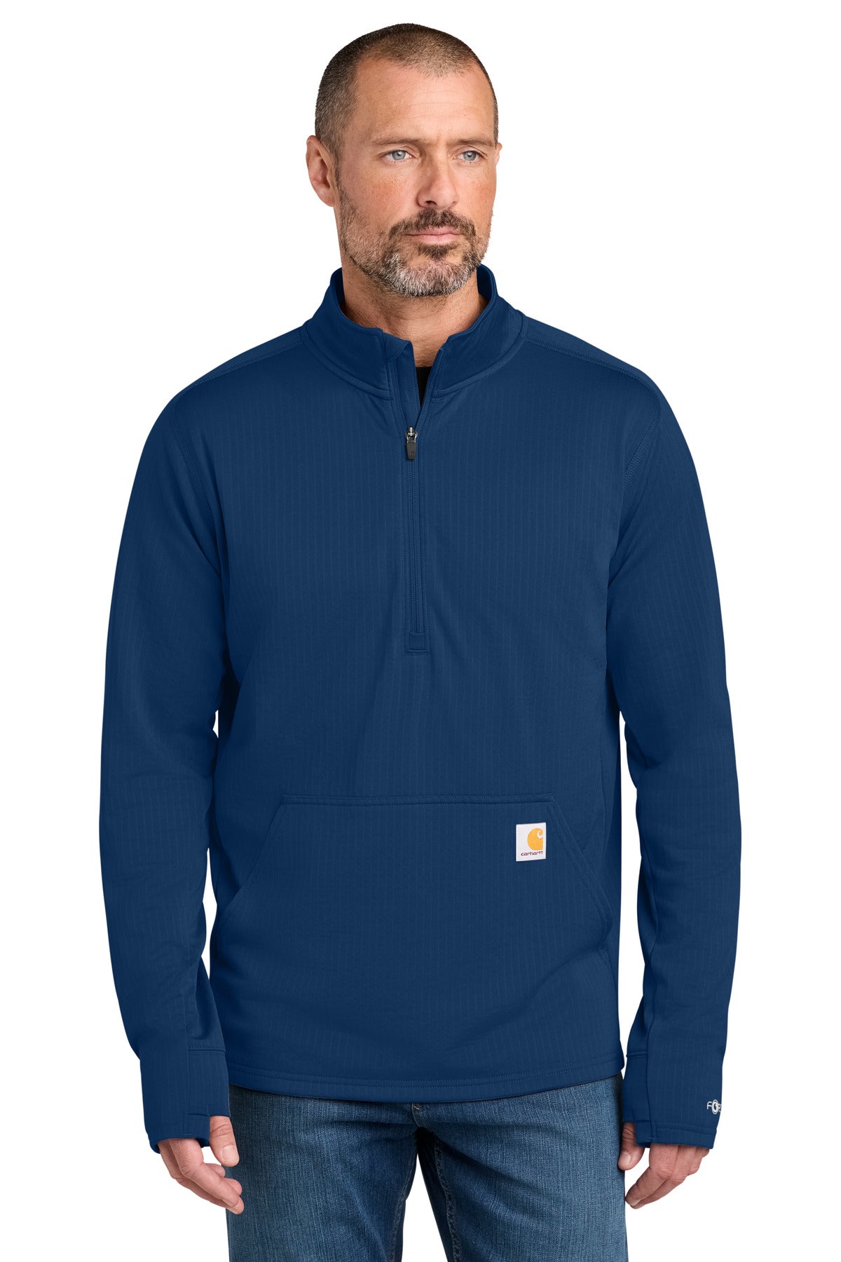 Custom Dark Cobalt Blue Force 1/2-Zip Grid Fleece CT107814, personalized by SanCanDo Swag in Argyle, TX