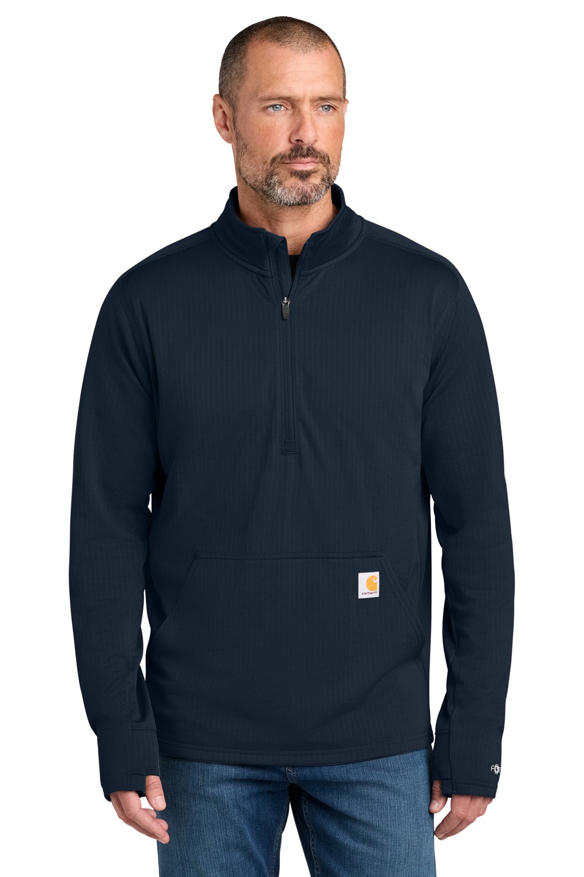 Custom Navy Force 1/2-Zip Grid Fleece CT107814, personalized by SanCanDo Swag in Argyle, TX