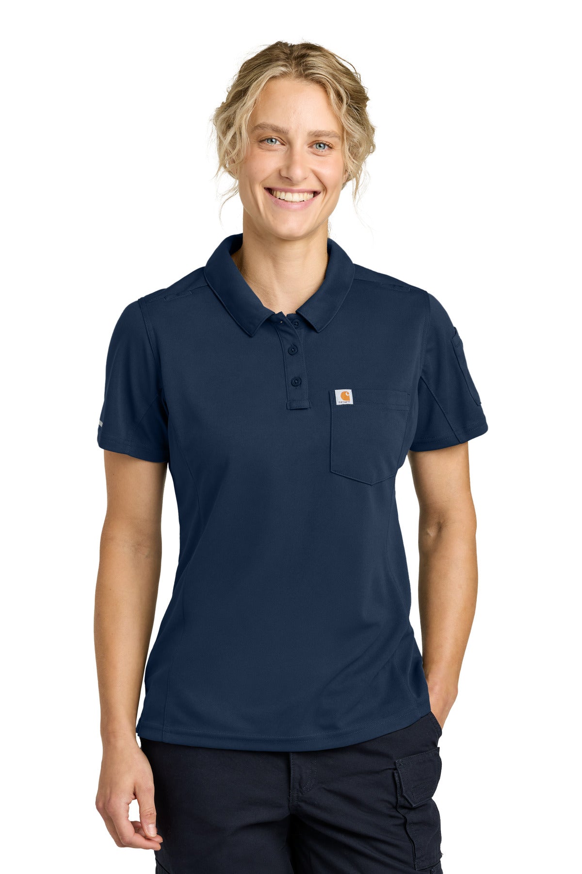Custom Dark Navy Women's FLD & RSCU Polo CTC12119, personalized by SanCanDo Swag in Argyle, TX