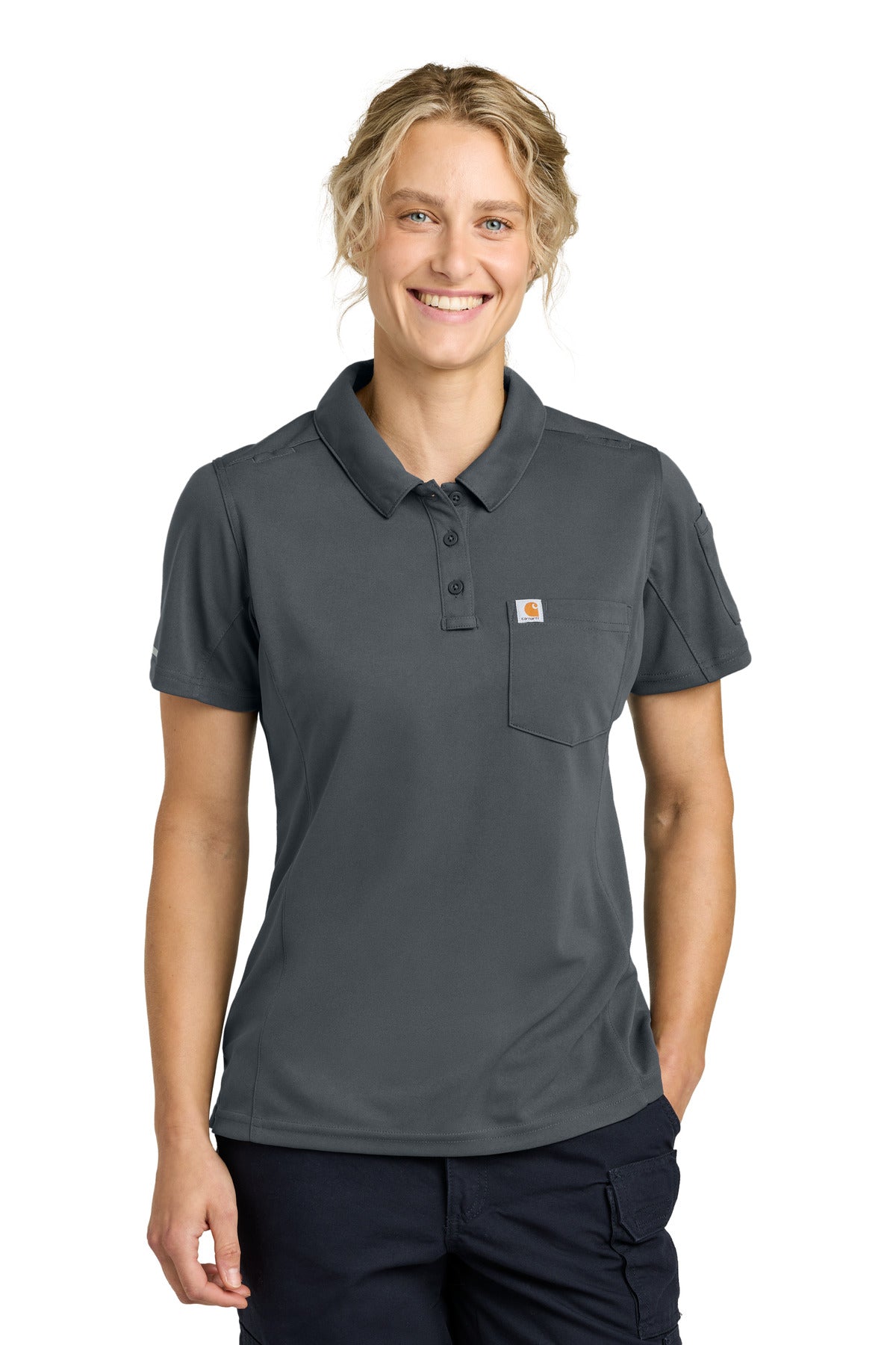 Custom Pewter Women's FLD & RSCU Polo CTC12119, personalized by SanCanDo Swag in Argyle, TX