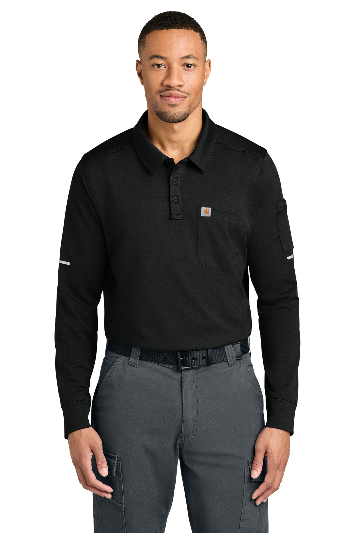 Custom Black FLD & RSCU Long Sleeve Polo CTC16129, personalized by SanCanDo Swag in Argyle, TX