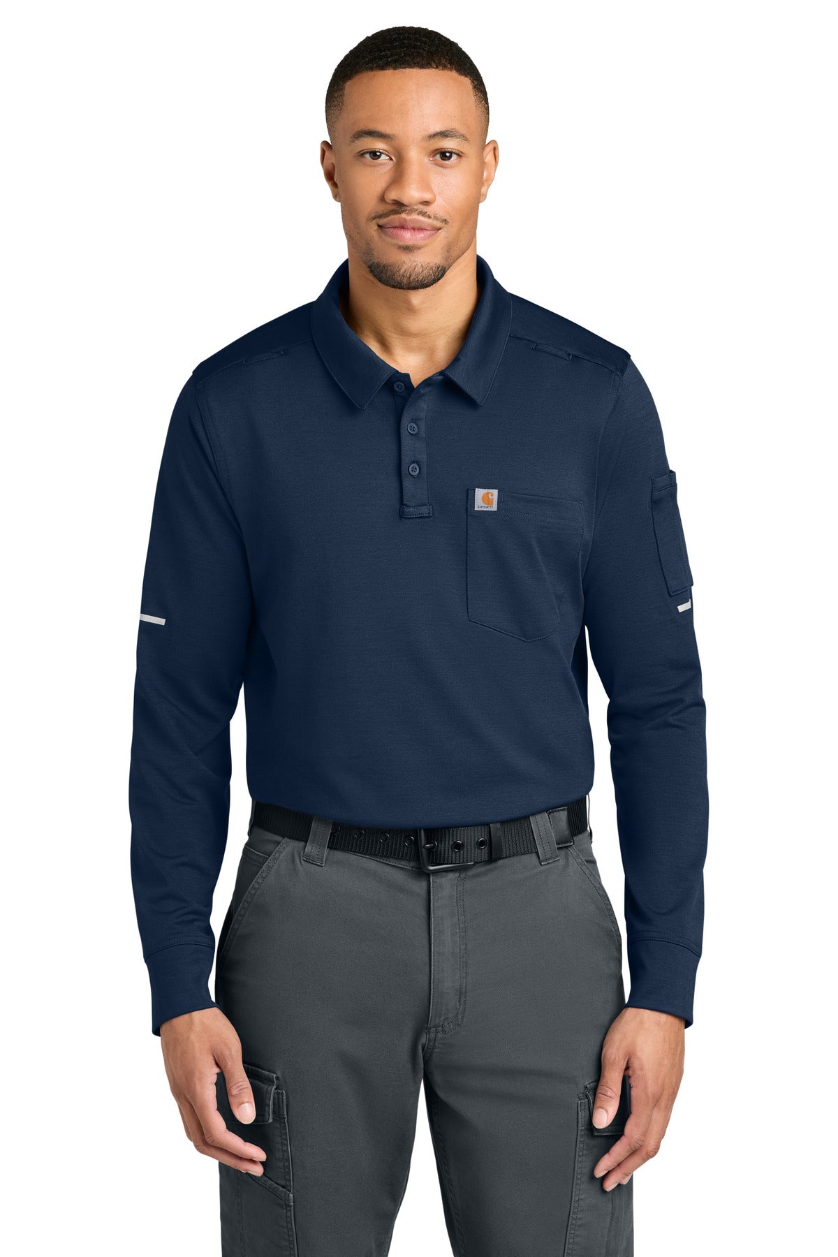 Custom Dark Navy FLD & RSCU Long Sleeve Polo CTC16129, personalized by SanCanDo Swag in Argyle, TX