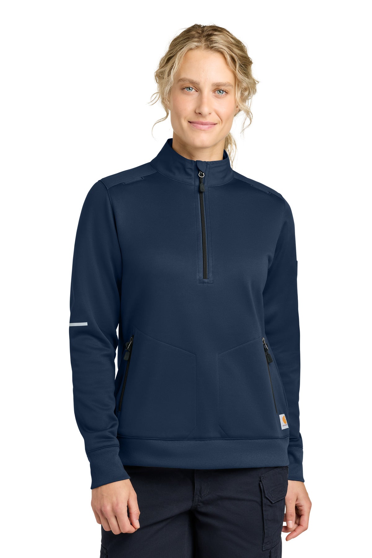 Custom Dark Navy Women's FLD & RSCU 1/2-Zip Mid-Layer CTC82912, personalized by SanCanDo Swag in Argyle, TX
