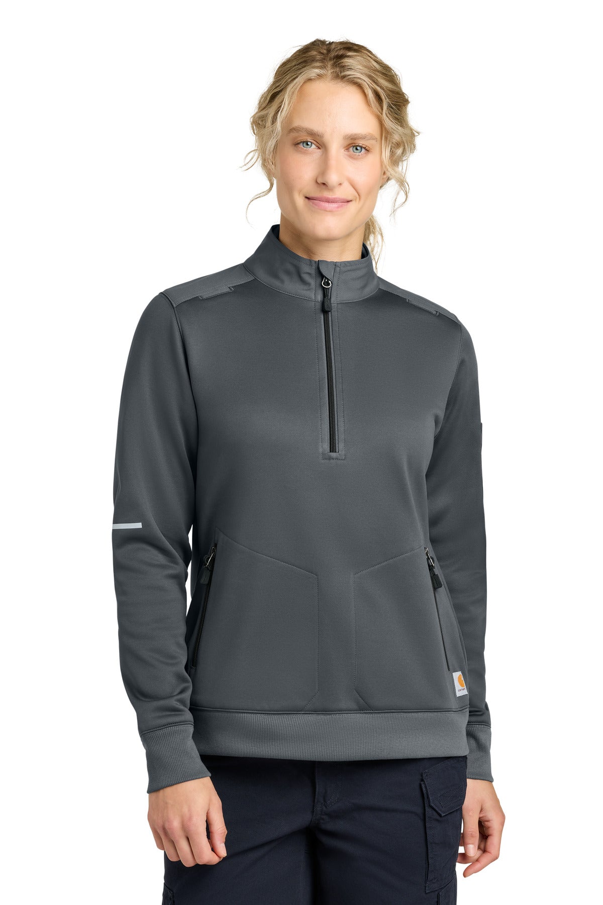 Custom Pewter Women's FLD & RSCU 1/2-Zip Mid-Layer CTC82912, personalized by SanCanDo Swag in Argyle, TX