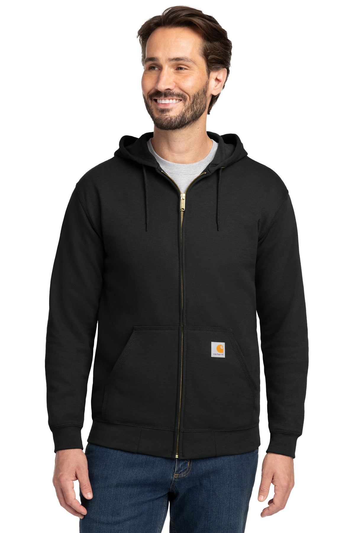 Custom Black Midweight Hooded Zip-Front Sweatshirt CTK122, personalized by SanCanDo Swag in Argyle, TX