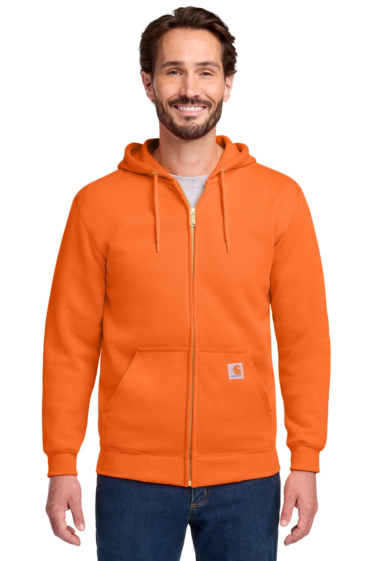 Custom Brite Orange Midweight Hooded Zip-Front Sweatshirt CTK122, personalized by SanCanDo Swag in Argyle, TX