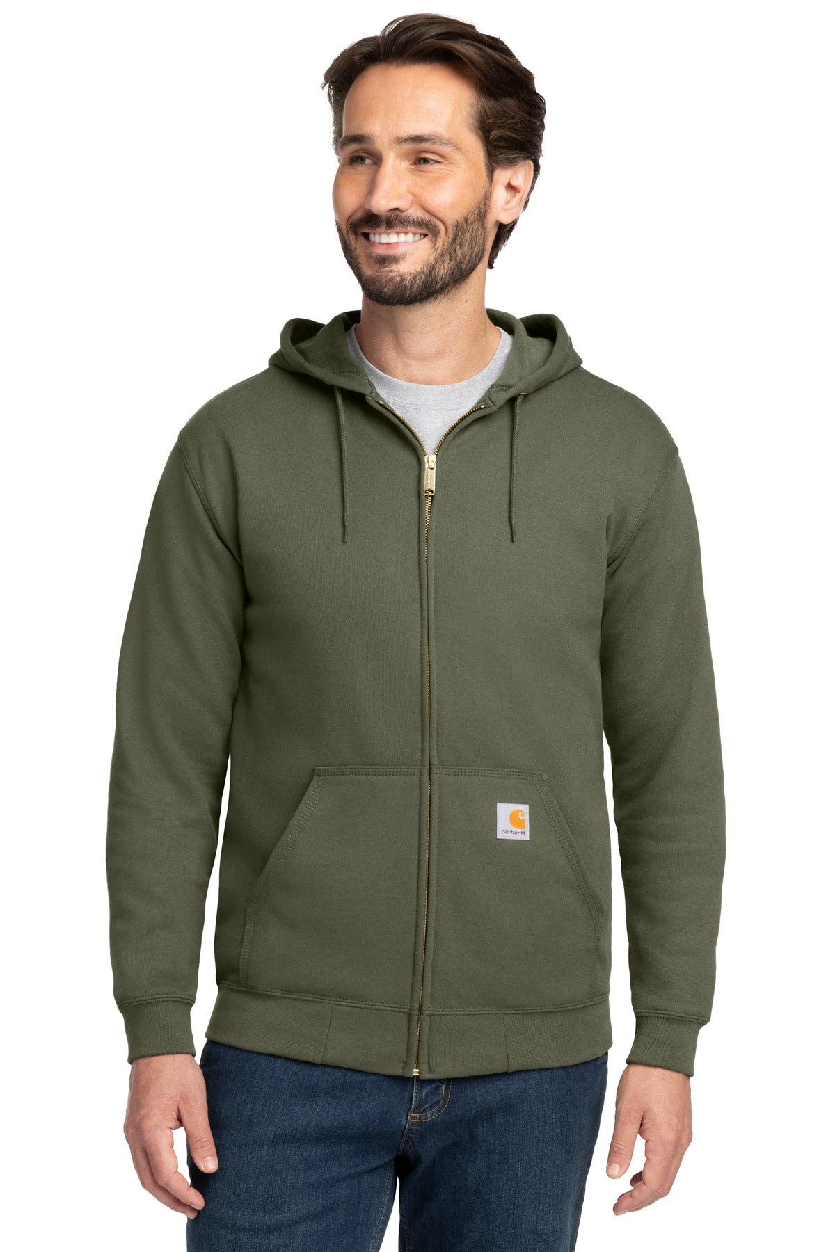 Custom Moss Midweight Hooded Zip-Front Sweatshirt CTK122, personalized by SanCanDo Swag in Argyle, TX