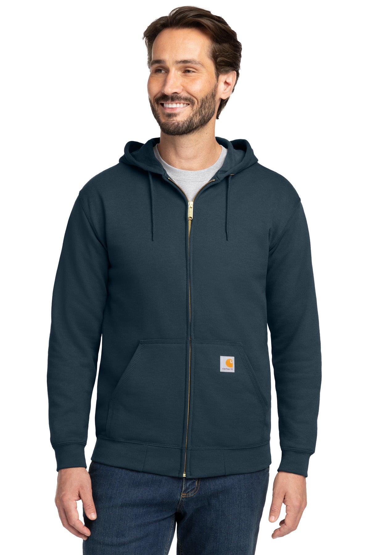 Custom New Navy Midweight Hooded Zip-Front Sweatshirt CTK122, personalized by SanCanDo Swag in Argyle, TX