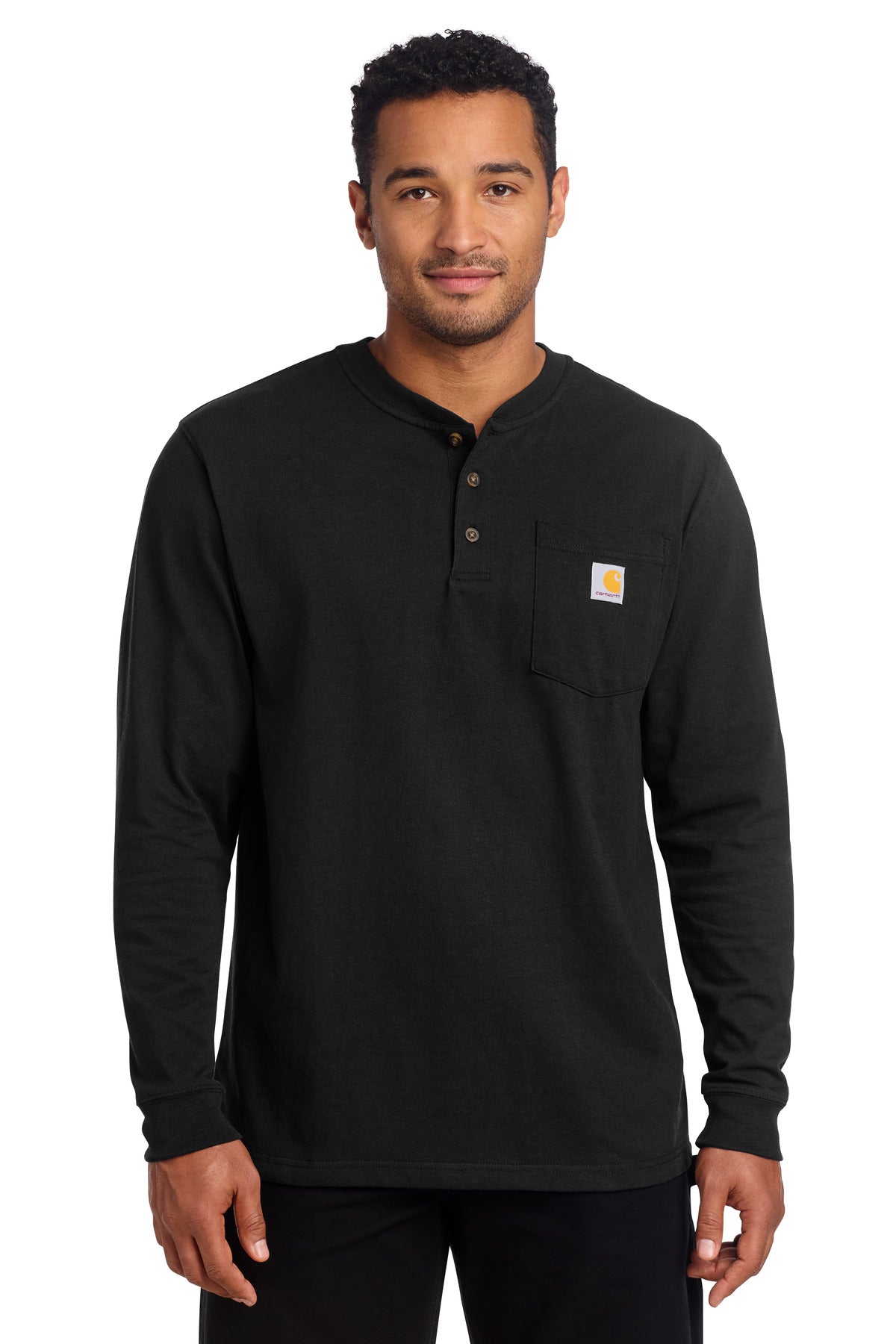 Custom Black Long Sleeve Henley Tee CTK128, personalized by SanCanDo Swag in Argyle, TX
