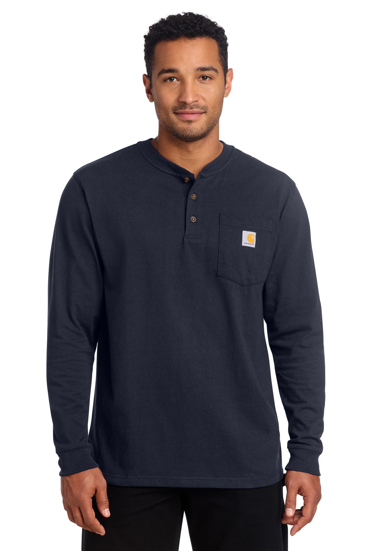 Custom Navy Long Sleeve Henley Tee CTK128, personalized by SanCanDo Swag in Argyle, TX