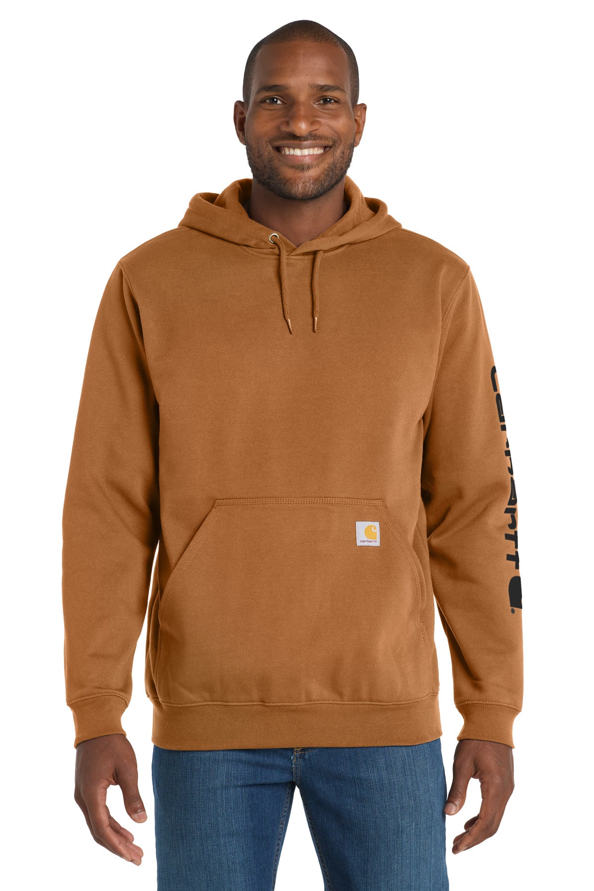 Custom Carhartt Brown Midweight Hooded Logo Sweatshirt CTK288, personalized by SanCanDo Swag in Argyle, TX