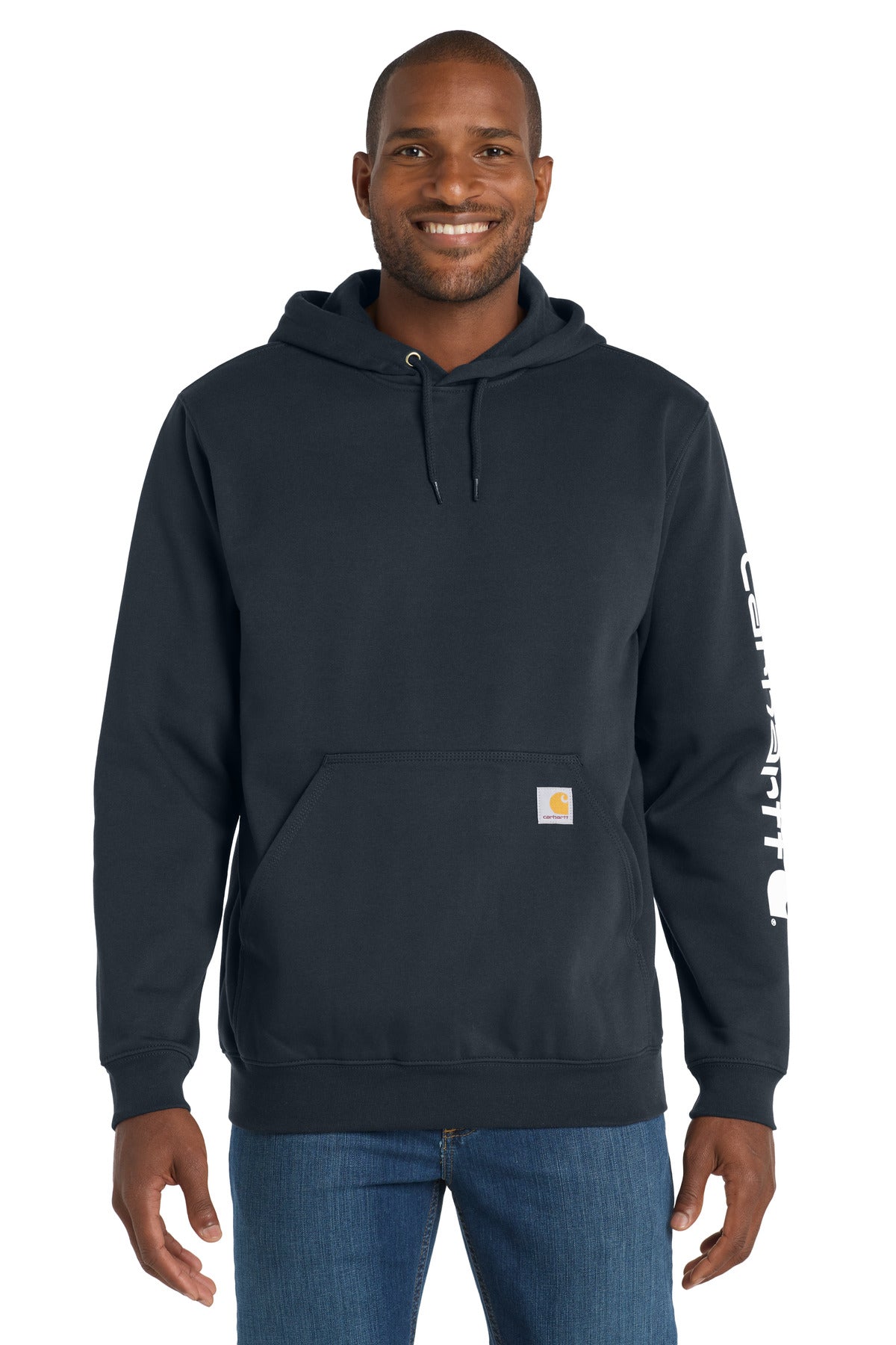 Custom New Navy Midweight Hooded Logo Sweatshirt CTK288, personalized by SanCanDo Swag in Argyle, TX