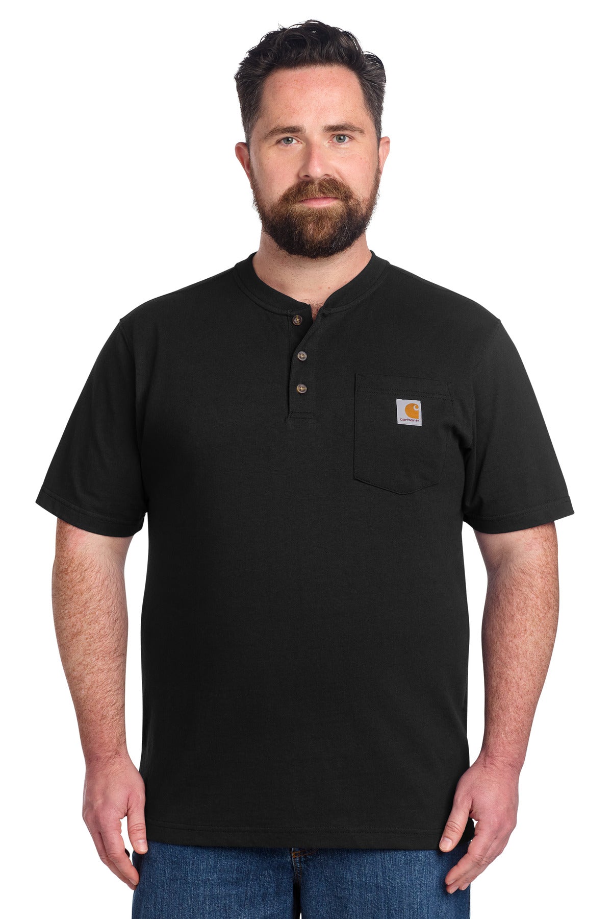 Custom Black Short Sleeve Henley Tee CTK84, personalized by SanCanDo Swag in Argyle, TX
