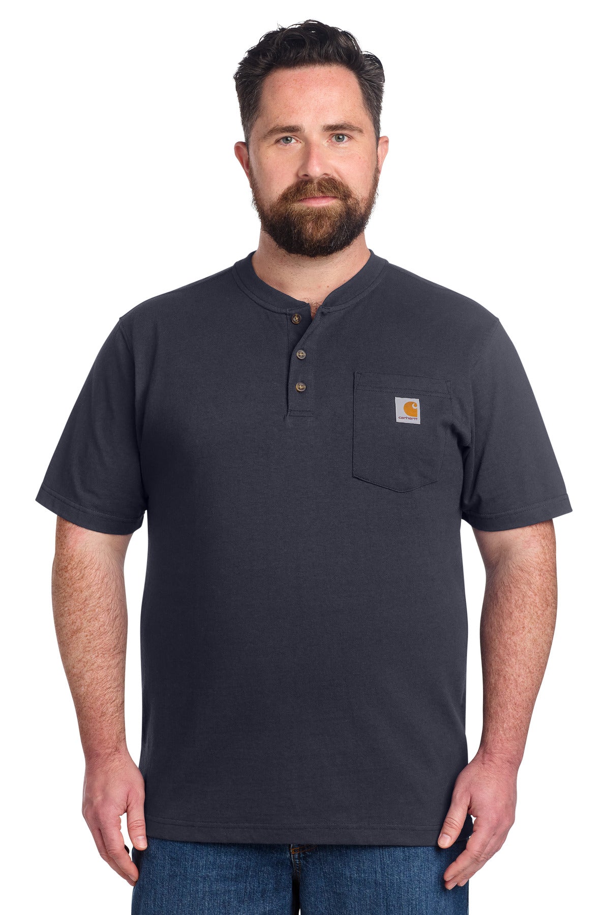 Custom Navy Short Sleeve Henley Tee CTK84, personalized by SanCanDo Swag in Argyle, TX