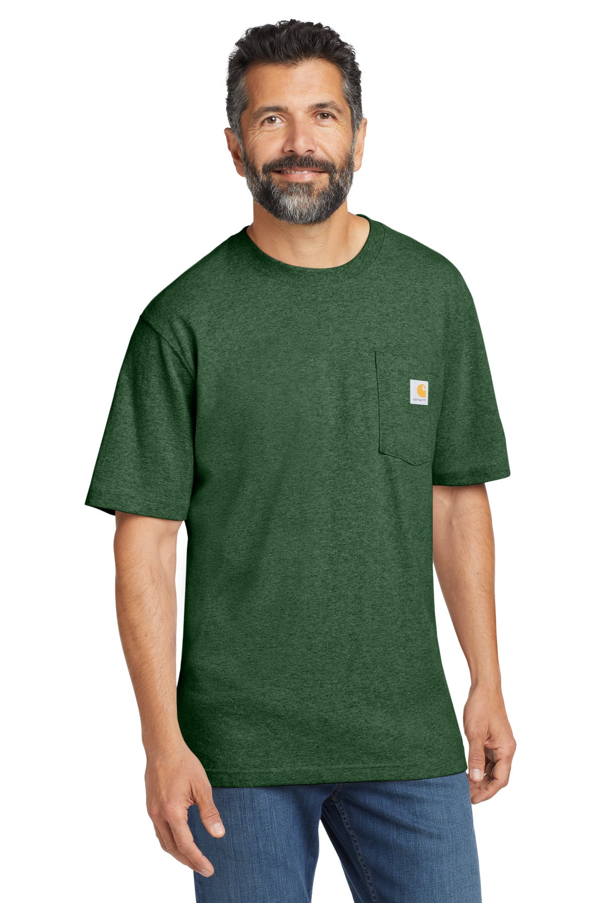 Custom North Woods Heather Workwear Pocket Short Sleeve Tee CTK87, personalized by SanCanDo Swag in Argyle, TX