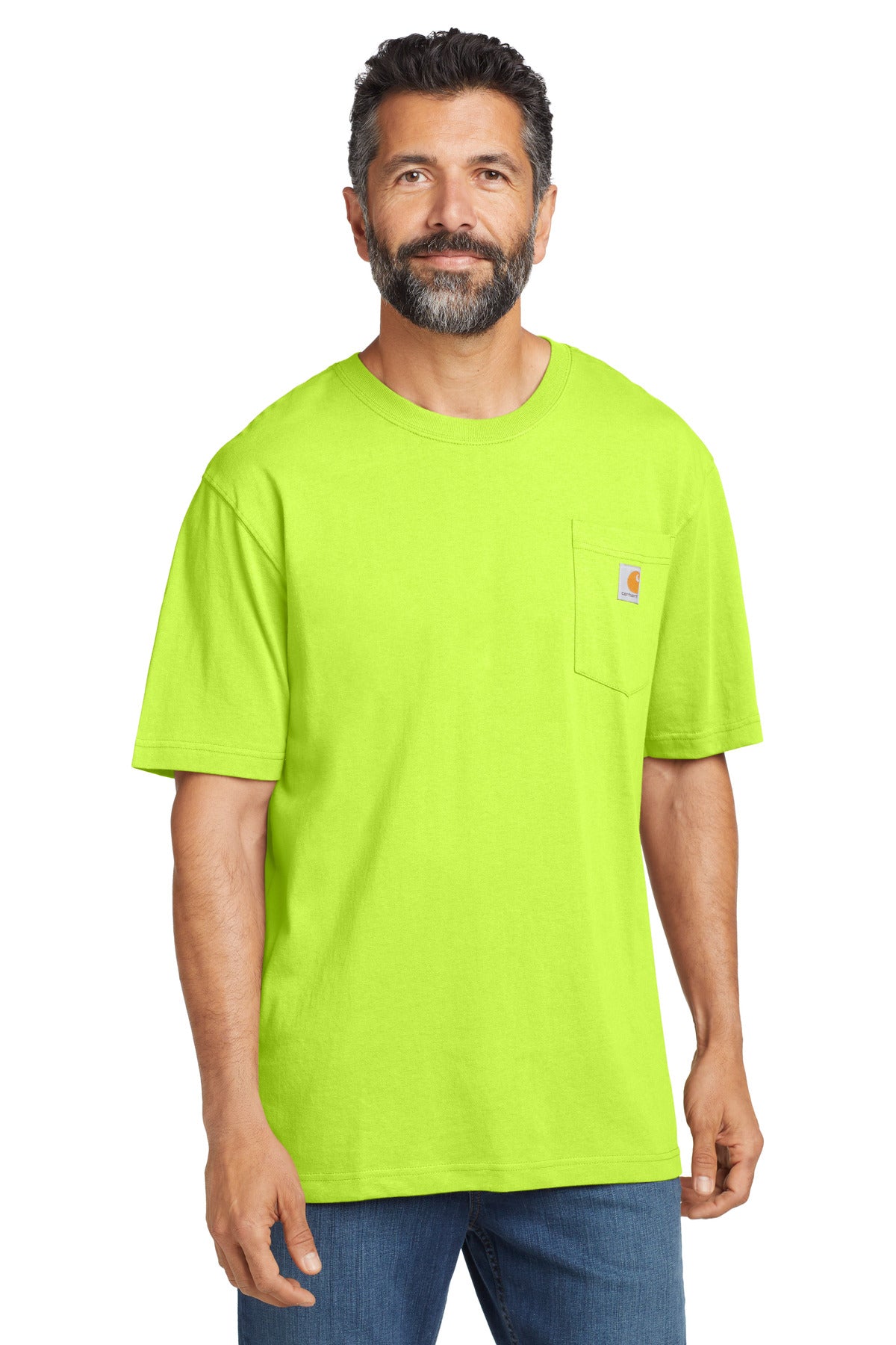 Custom Brite Lime Workwear Pocket Short Sleeve Tee CTK87, personalized by SanCanDo Swag in Argyle, TX